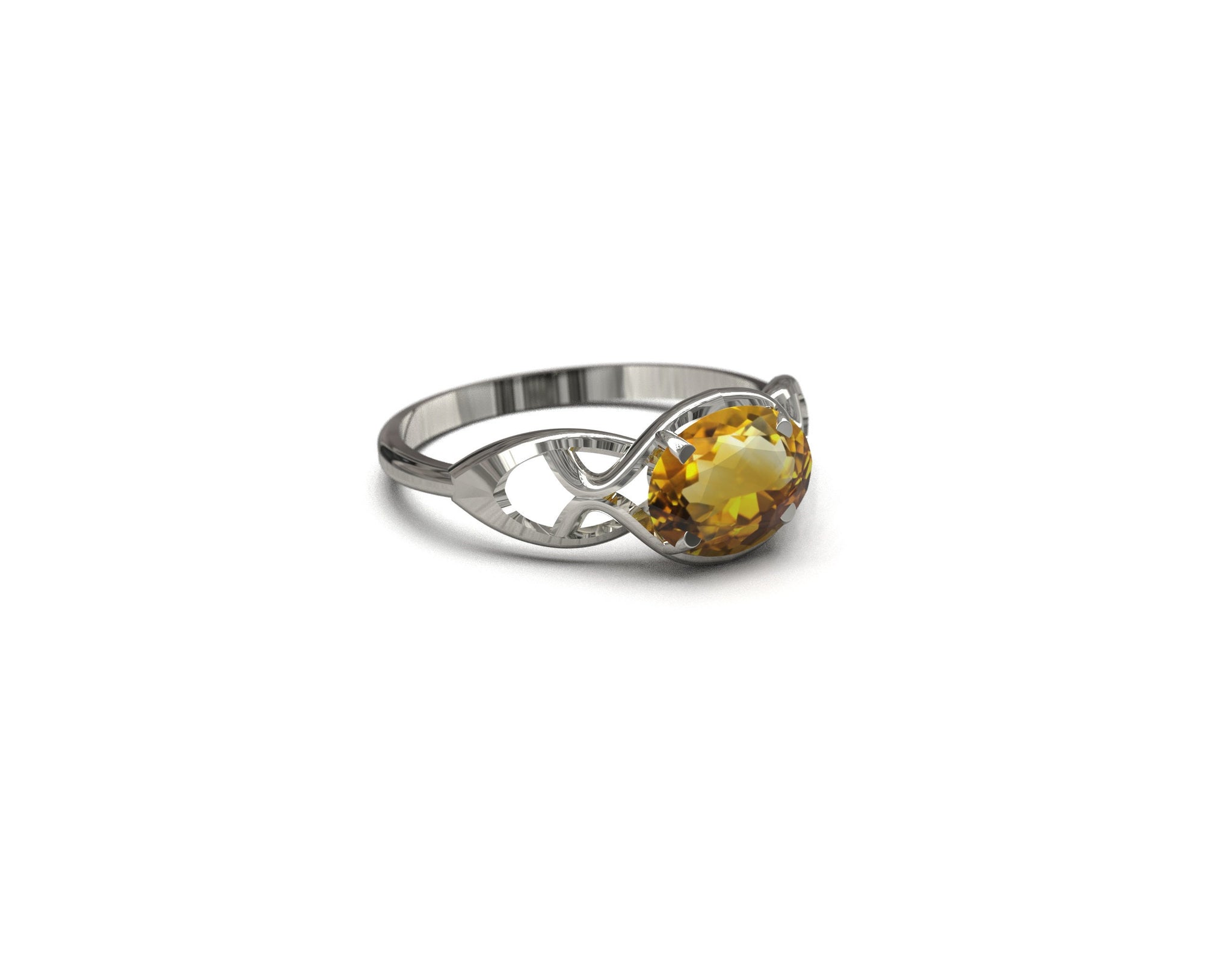 Citrine Ring Handmade Sterling Silver Citrine Ring 1.5 Ct Natural Citrine Ring Yellow Citrine Ring Anniversary Ring Citrine Soltaire Ring