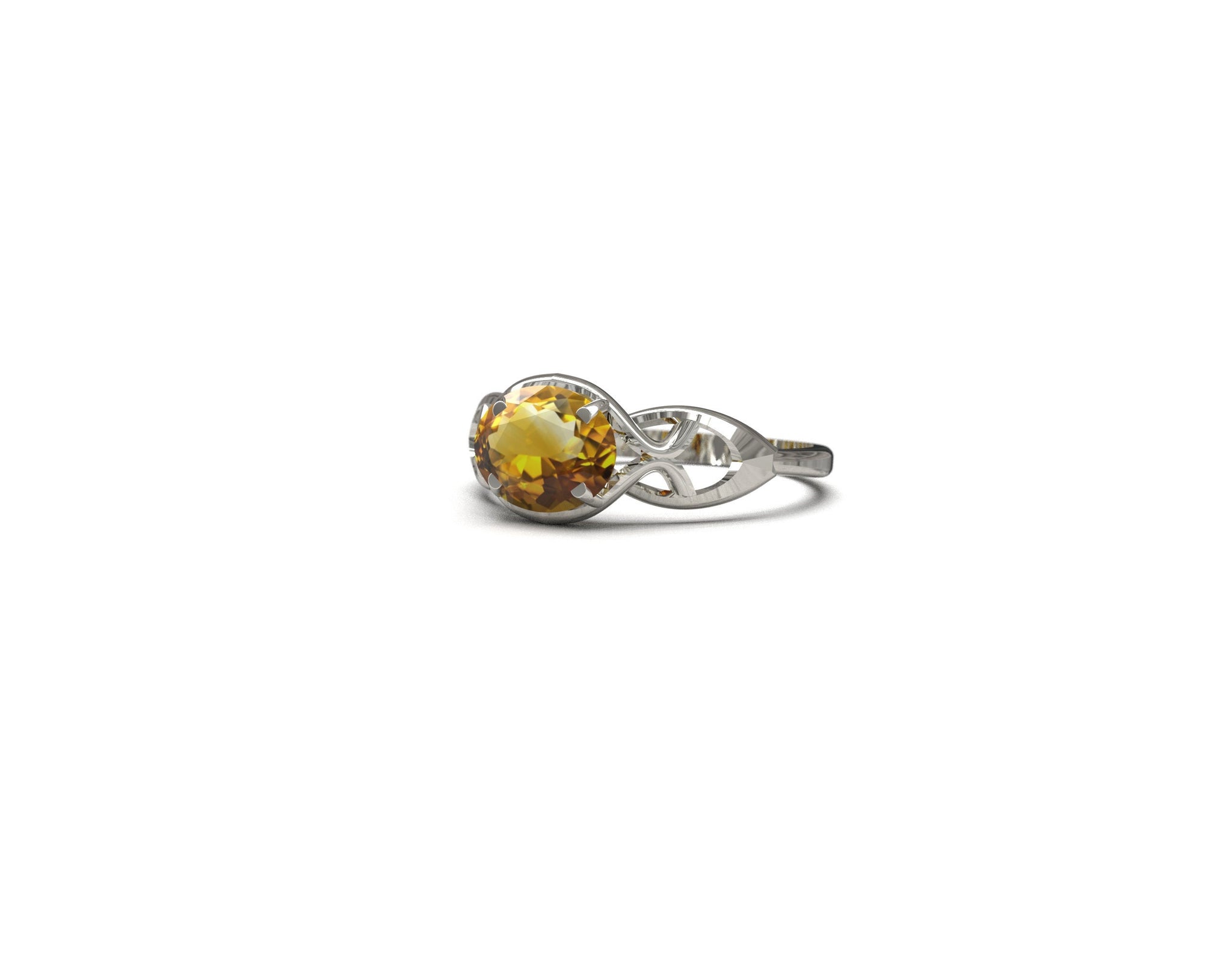 Citrine Ring Handmade Sterling Silver Citrine Ring 1.5 Ct Natural Citrine Ring Yellow Citrine Ring Anniversary Ring Citrine Soltaire Ring