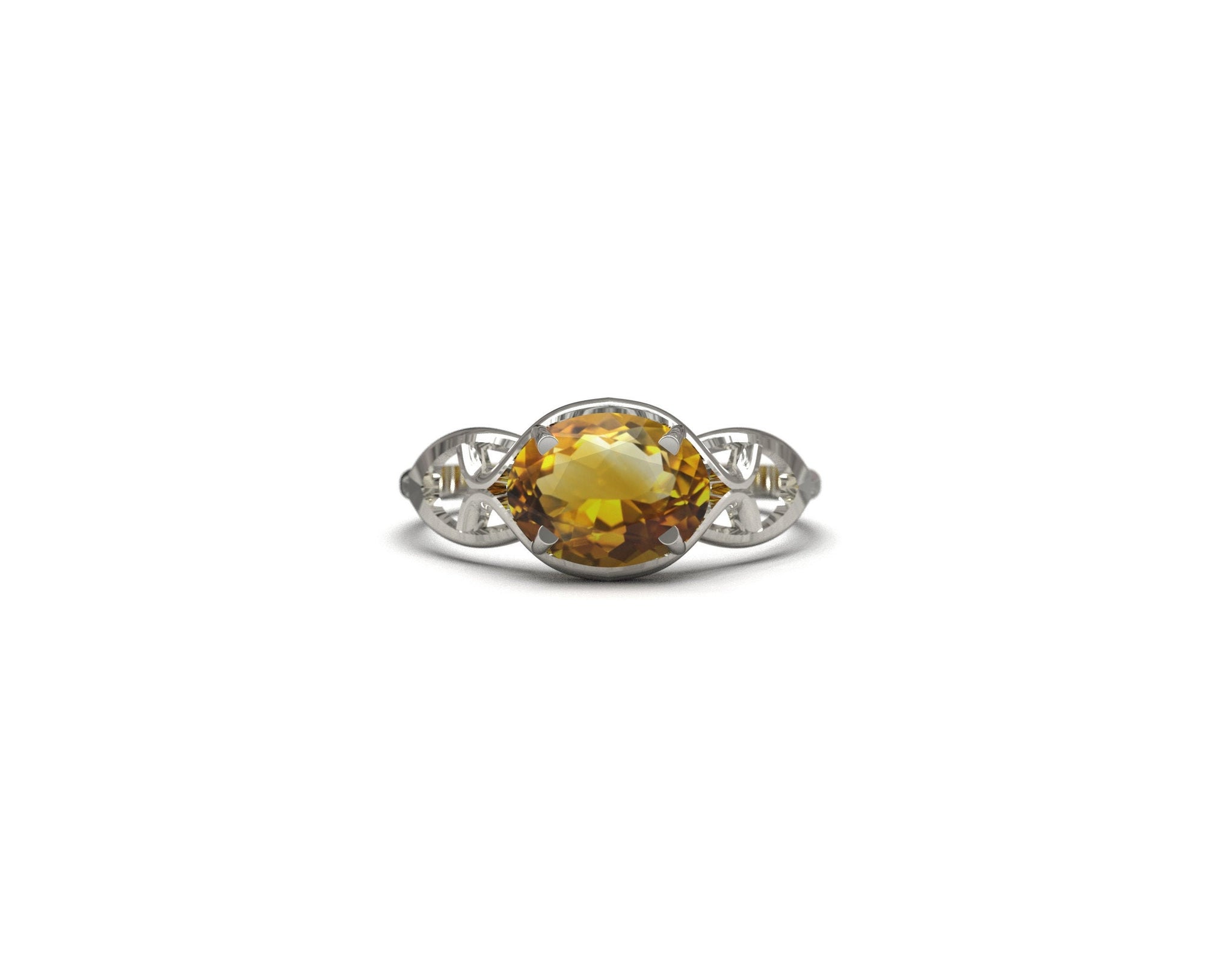 Citrine Ring Handmade Sterling Silver Citrine Ring 1.5 Ct Natural Citrine Ring Yellow Citrine Ring Anniversary Ring Citrine Soltaire Ring