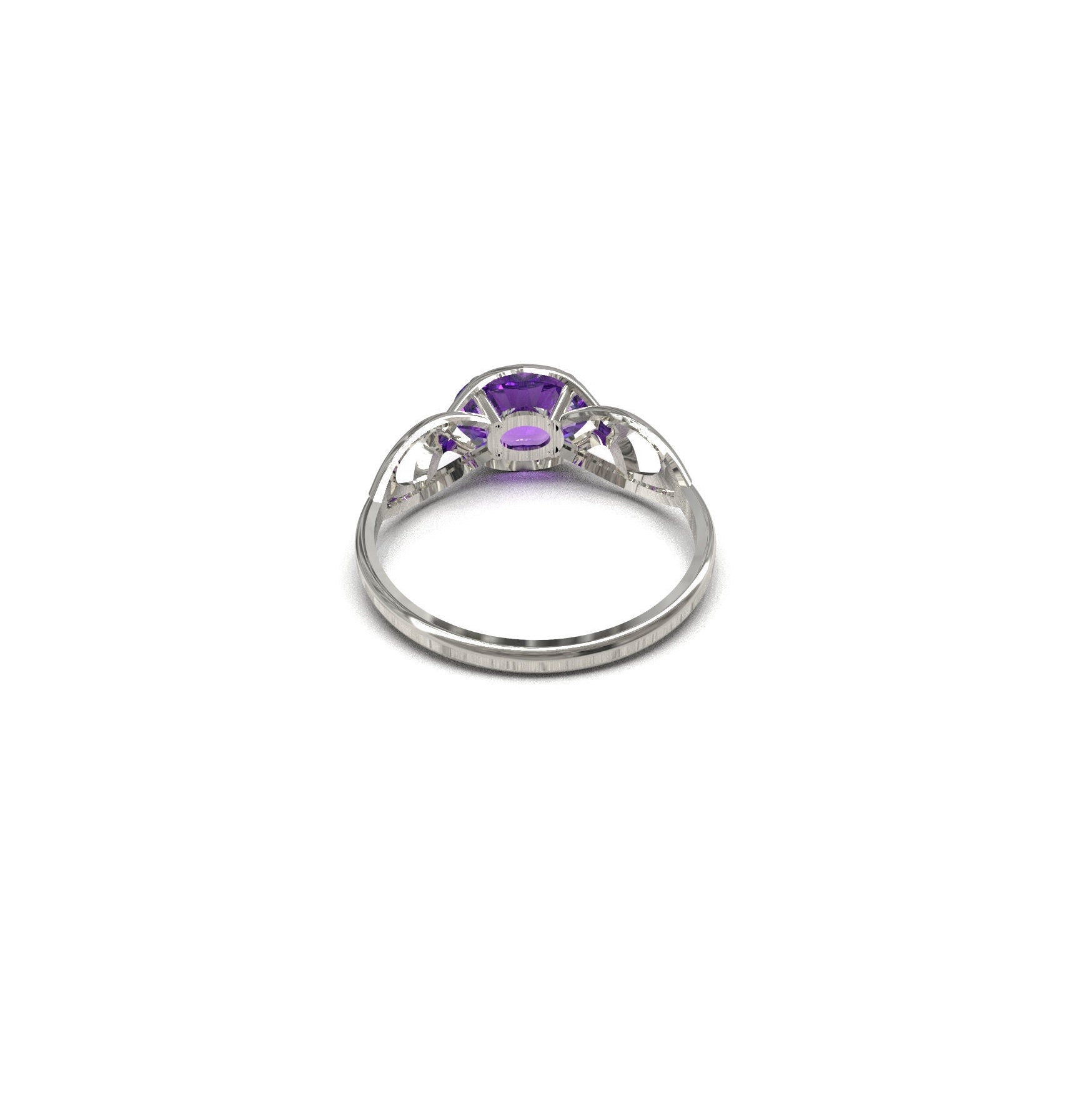 Silver Amethyst Ring 6x8 mm Oval 1.5 Ct Amethyst Band Amethyst Solitaire Ring Amethyst Engagement Ring Amethyst Promise Ring Birthstone Ring