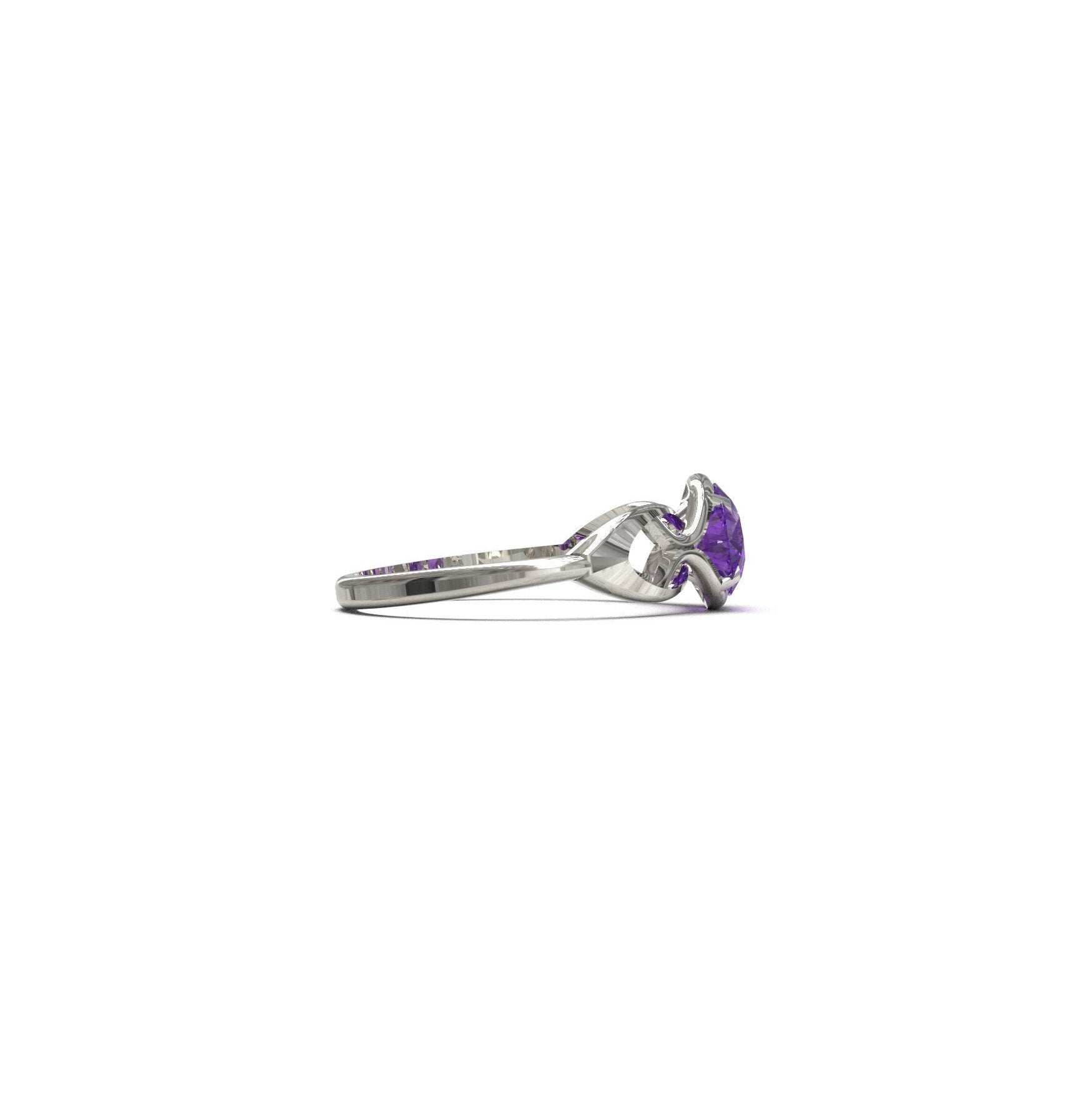 Silver Amethyst Ring 6x8 mm Oval 1.5 Ct Amethyst Band Amethyst Solitaire Ring Amethyst Engagement Ring Amethyst Promise Ring Birthstone Ring