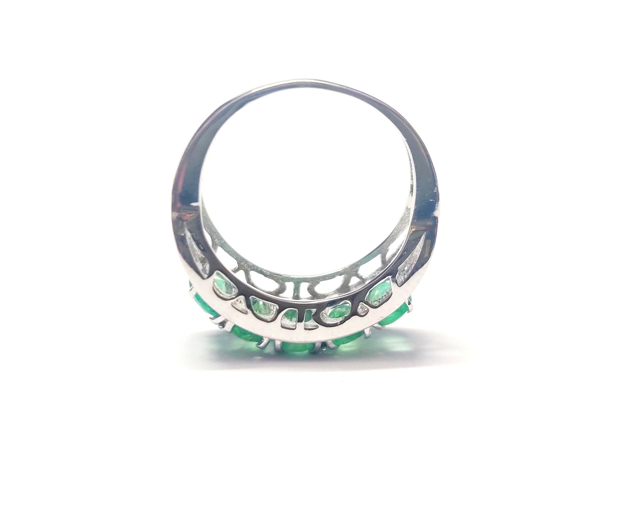 Silver Emerald Ring Natural Emerald Men Ring 5 Stone Emerald Ring 925 Sterling Silver Emerald Band Natural Emerald Ring May Birthstone Ring