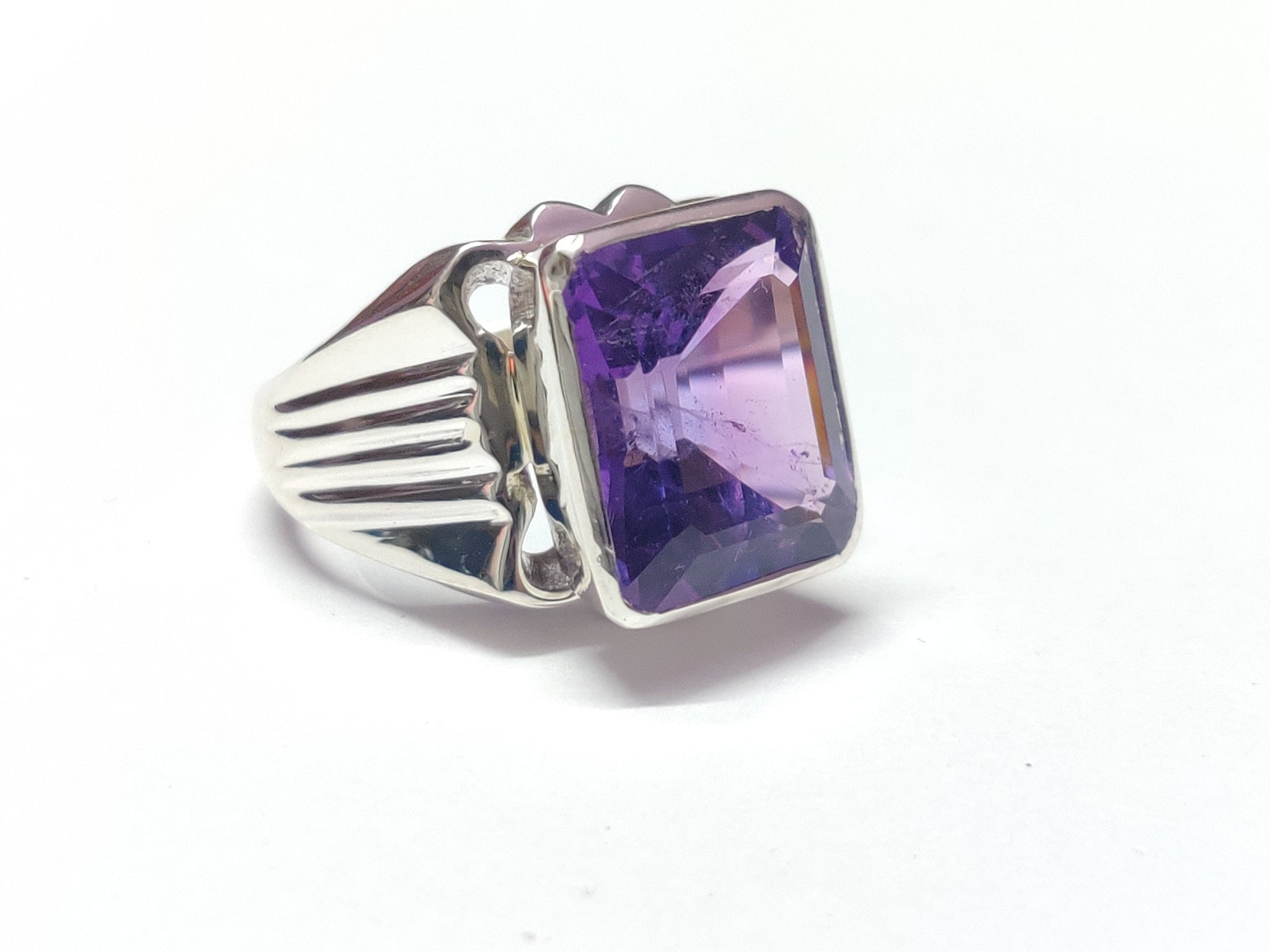 Amethyst Ring Men 10 Ct Amethyst Band Men 925 Sterling Silver Amethyst Handmade Ring Vintage Amethyst Ring Handmade Amethyst Ring Men