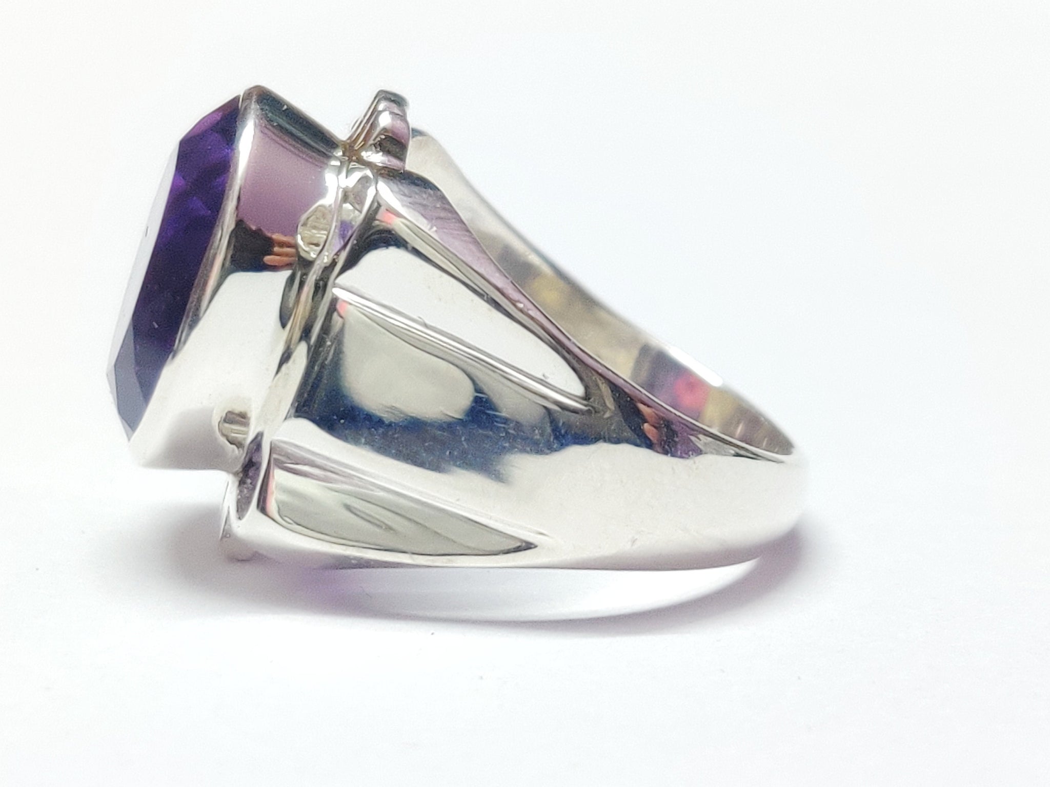 Silver Amethyst Ring Men 10 Ct Amethyst Band Men 925 Sterling Silver Amethyst Handmade Ring Vintage Amethyst Ring Handmade Amethyst Ring Men