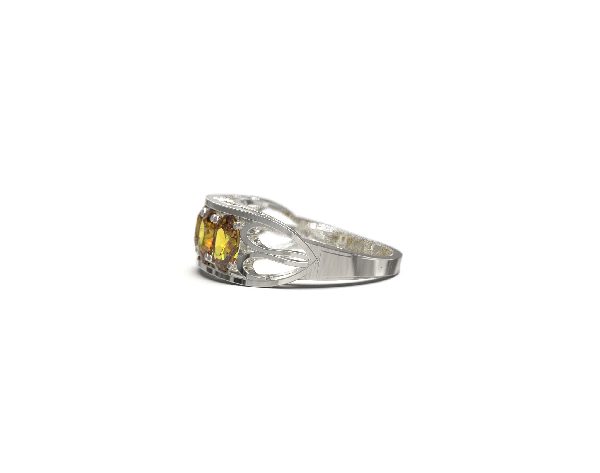Silver Citring Ring Natural Citrine Men Ring 5 Stone Citrine Ring 925 Sterling Silver Citrine Band Natural Citrine Ring Birthstone Ring