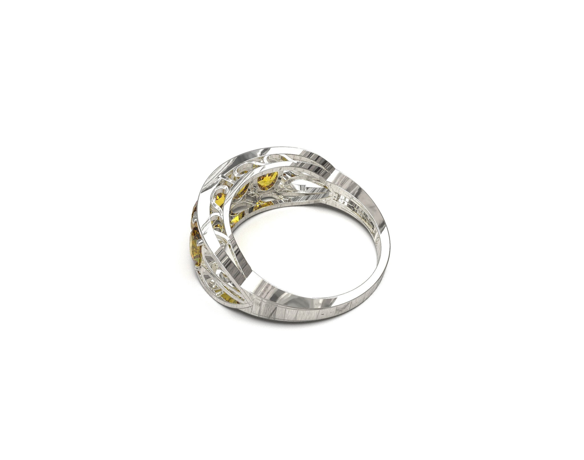 Silver Citring Ring Natural Citrine Men Ring 5 Stone Citrine Ring 925 Sterling Silver Citrine Band Natural Citrine Ring Birthstone Ring