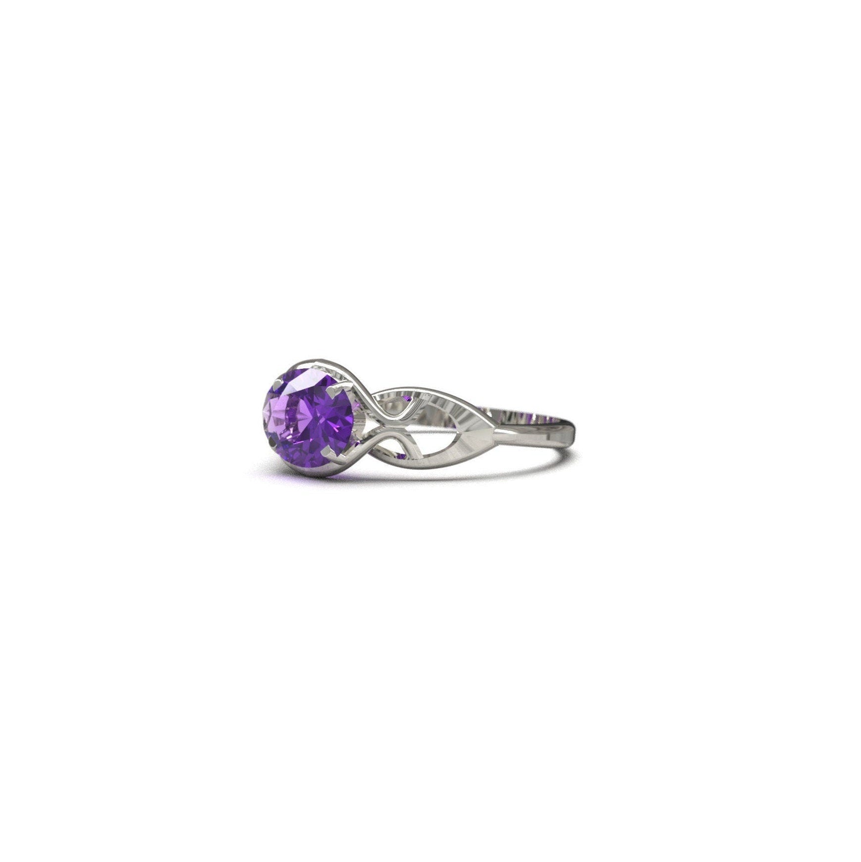 Silver Amethyst Ring 6x8 mm Oval 1.5 Ct Amethyst Band Amethyst Solitaire Ring Amethyst Engagement Ring Amethyst Promise Ring Birthstone Ring