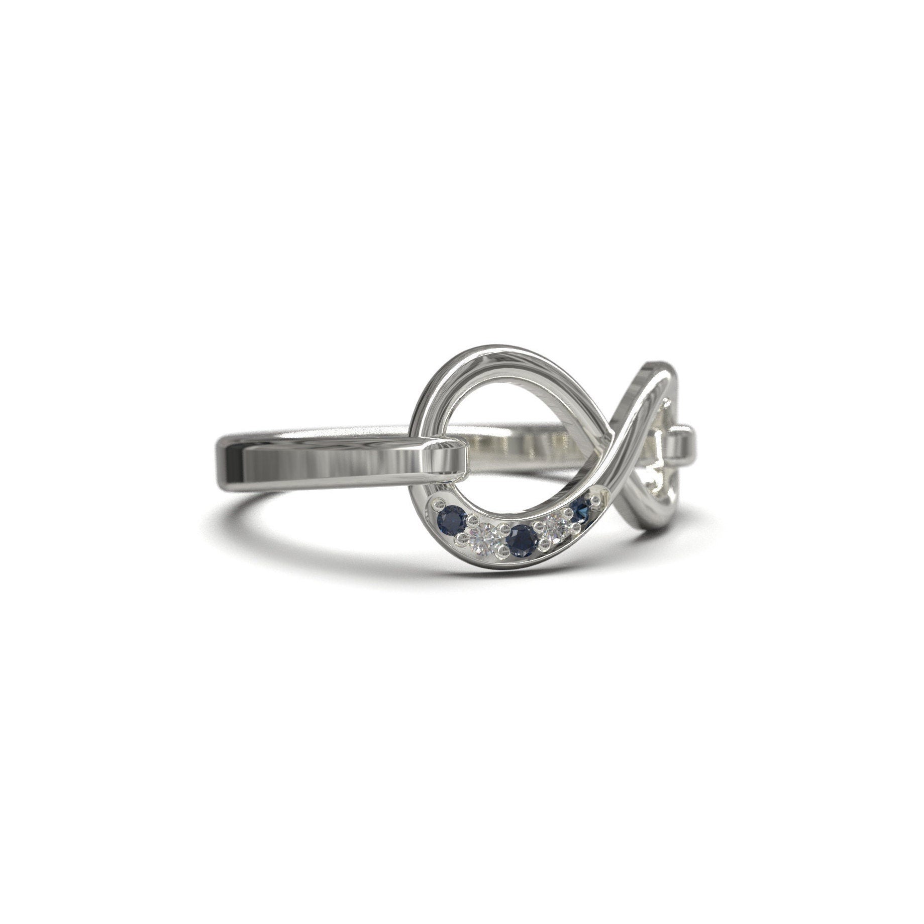 Silver Infinite Ring Infinite Promise Ring Natural Blue Sapphire Infinite Ring Sterling Silver Infinity Ring Silver Anniversary Ring