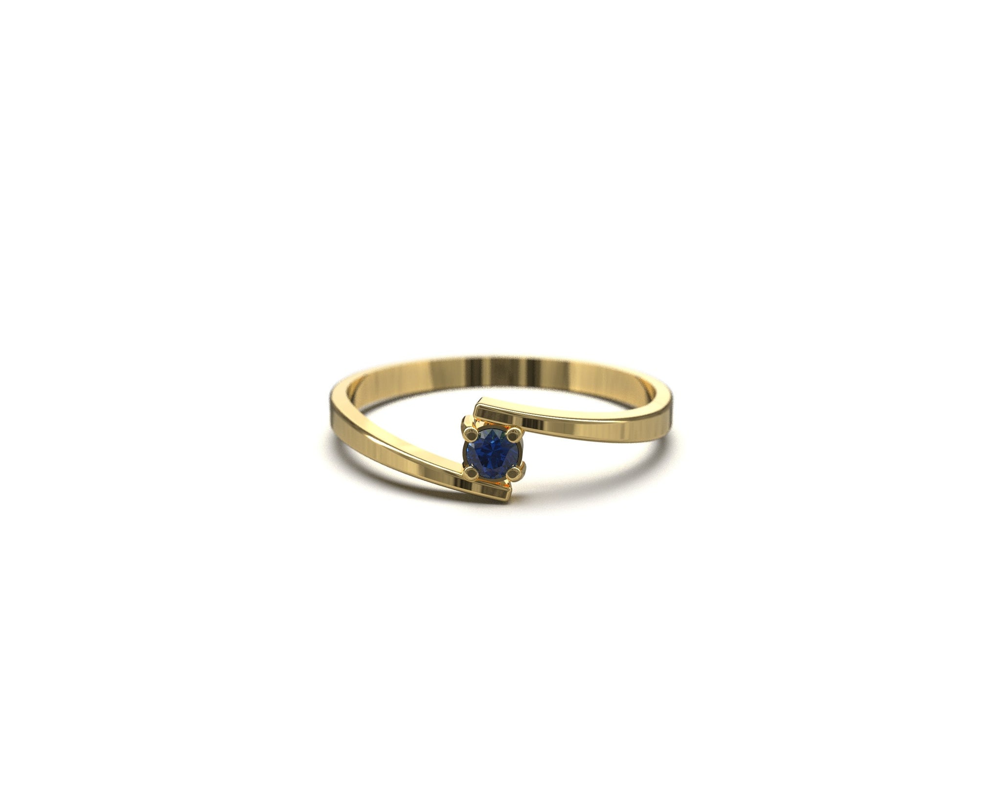 Gold Blue Sapphire Solitaire Ring 3 mm Round Blue Sapphire Engagement Ring 14K Gold Sappphire Anniversary Ring Blue Sapphire Promise Ring