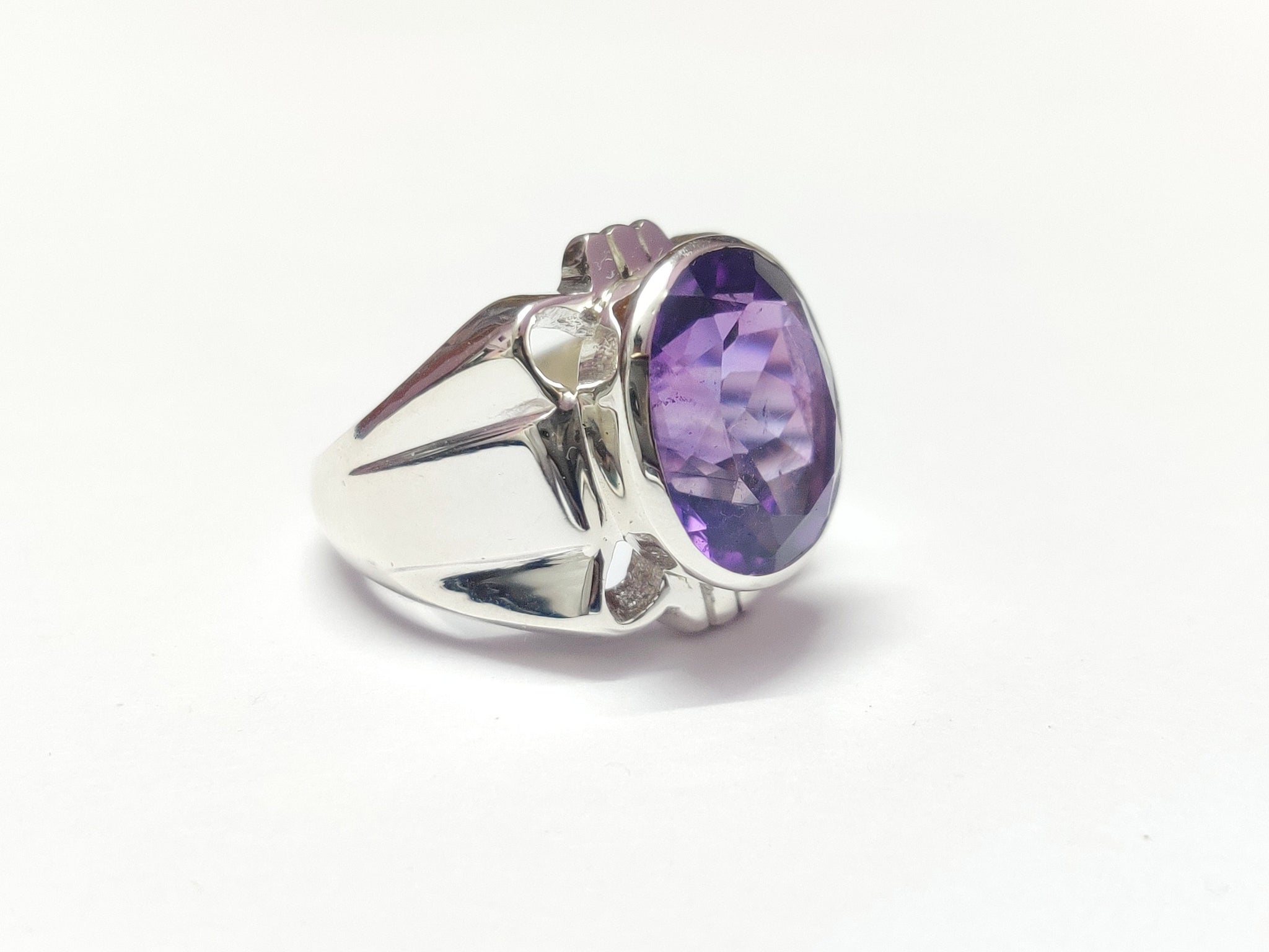 Silver Amethyst Ring Men 10 Ct Amethyst Band Men 925 Sterling Silver Amethyst Handmade Ring Vintage Amethyst Ring Handmade Amethyst Ring Men