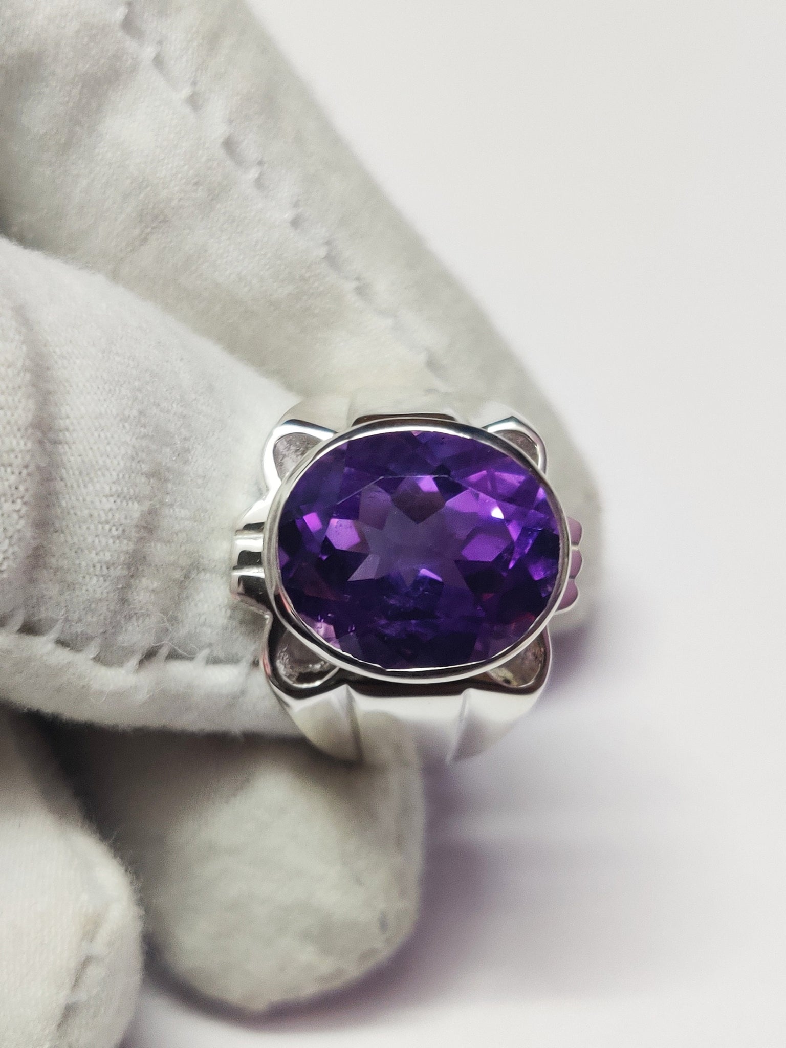 Silver Amethyst Ring Men 10 Ct Amethyst Band Men 925 Sterling Silver Amethyst Handmade Ring Vintage Amethyst Ring Handmade Amethyst Ring Men