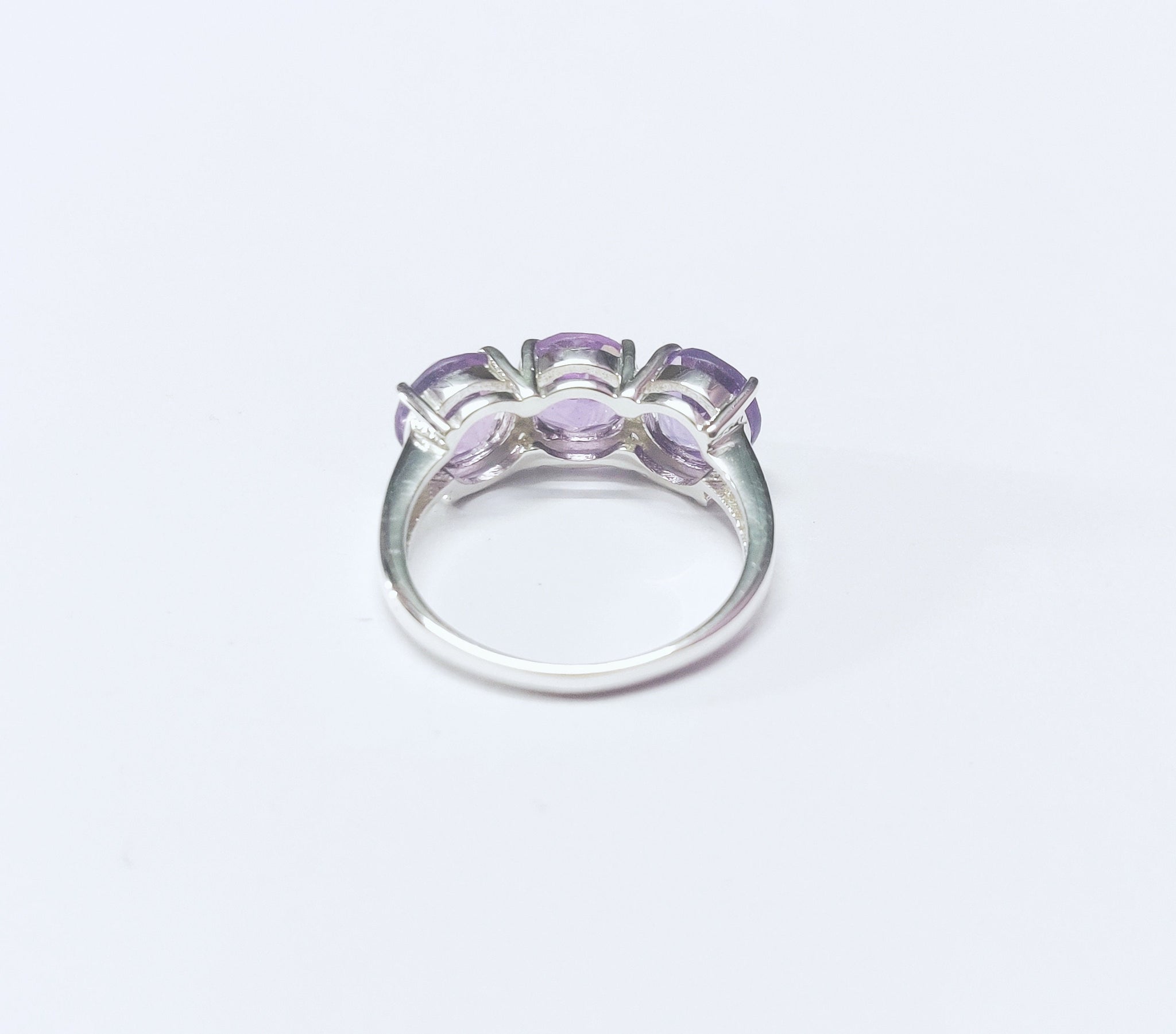 Silver Amethyst Ring Amethyst 3 Stone Ring 3.5 Ct Amethyst Ring Natural Amethyst Wedding Band Silver Amethyst Engagement Ring February Ring