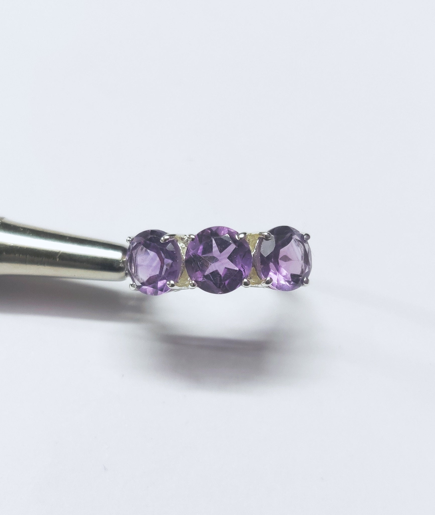 Silver Amethyst Ring Amethyst 3 Stone Ring 3.5 Ct Amethyst Ring Natural Amethyst Wedding Band Silver Amethyst Engagement Ring February Ring