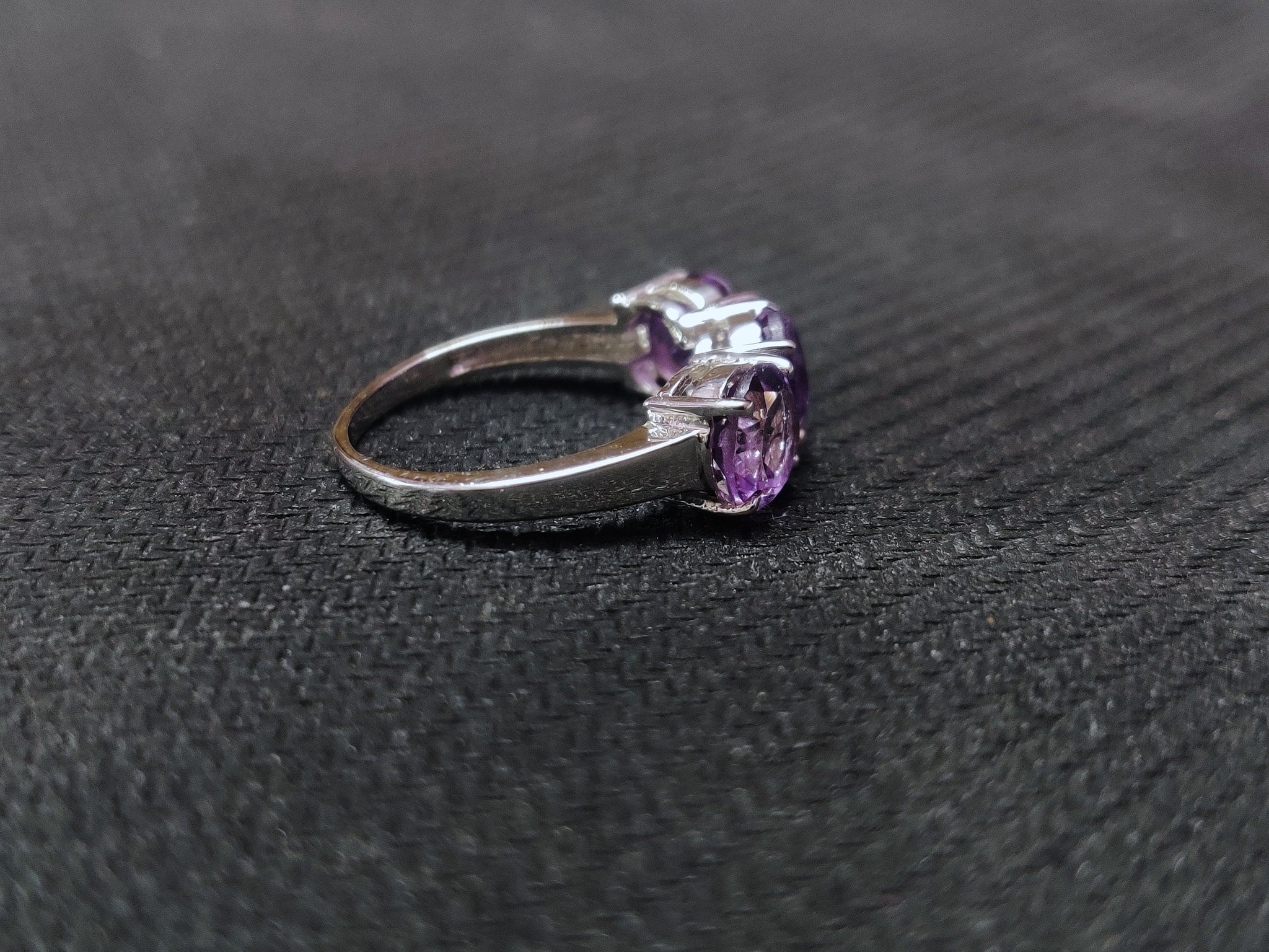 Silver Amethyst Ring Amethyst 3 Stone Ring 3.5 Ct Amethyst Ring Natural Amethyst Wedding Band Silver Amethyst Engagement Ring February Ring