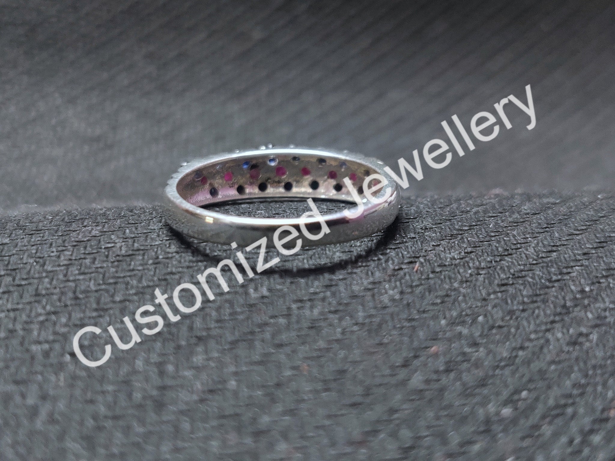 Natural Blue Sapphire Ruby Band 1.2 mm Round Sapphire Ruby Wedding Band Natural Ruby Engagement Band