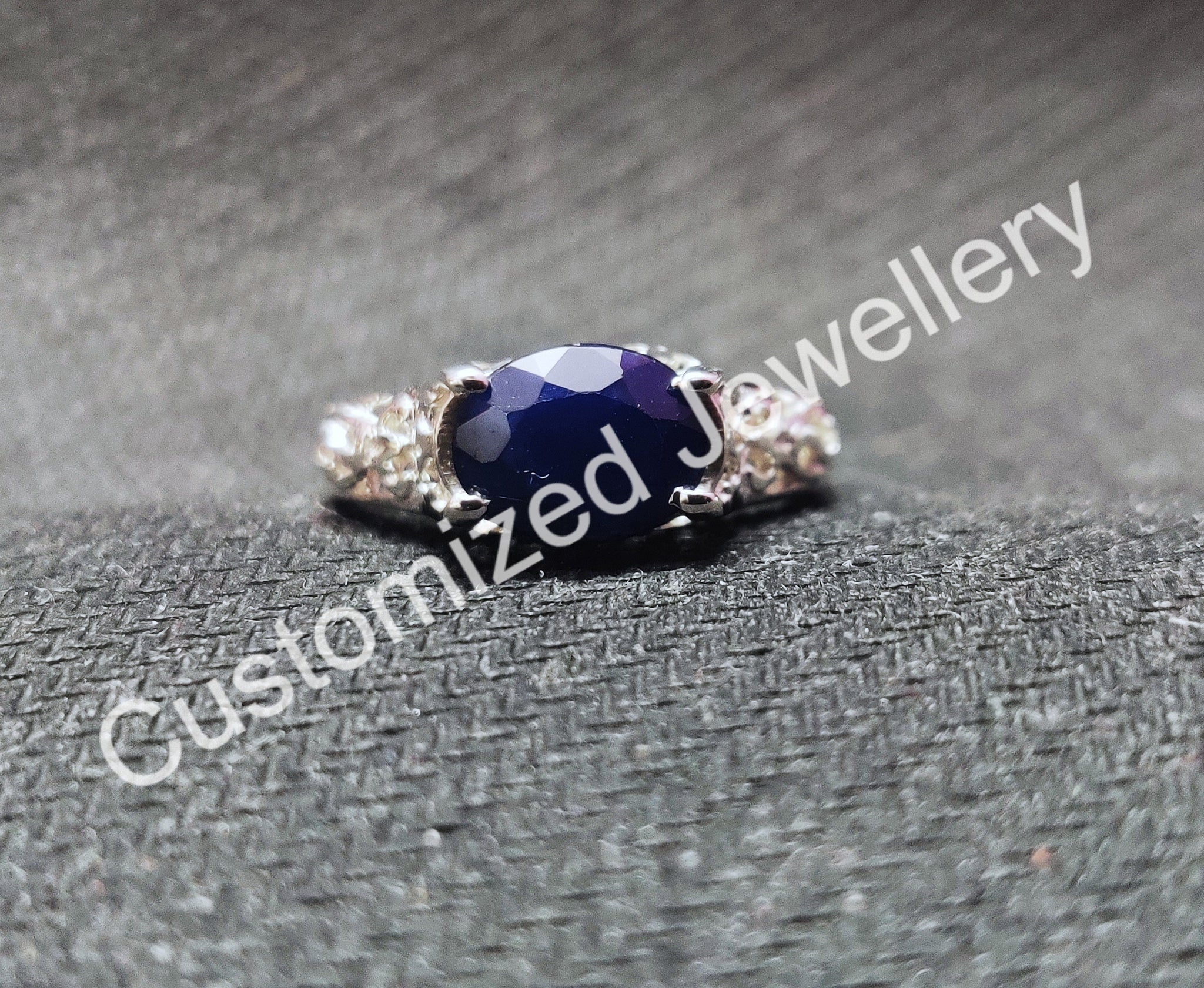 Blue Sapphire Statement Ring Large Blue Sapphire Ring Men Blue Sapphire Cocktail Ring 7x9 mm Oval Sapphire Anniversary Ring September Ring