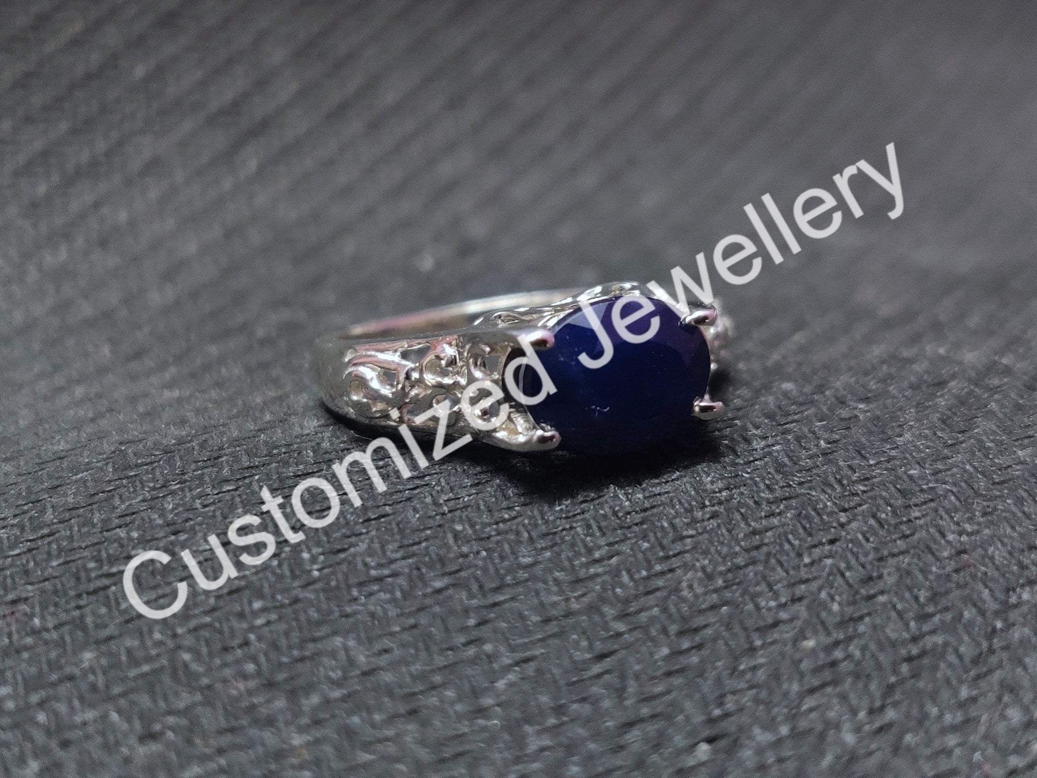 Blue Sapphire Statement Ring Large Blue Sapphire Ring Men Blue Sapphire Cocktail Ring 7x9 mm Oval Sapphire Anniversary Ring September Ring