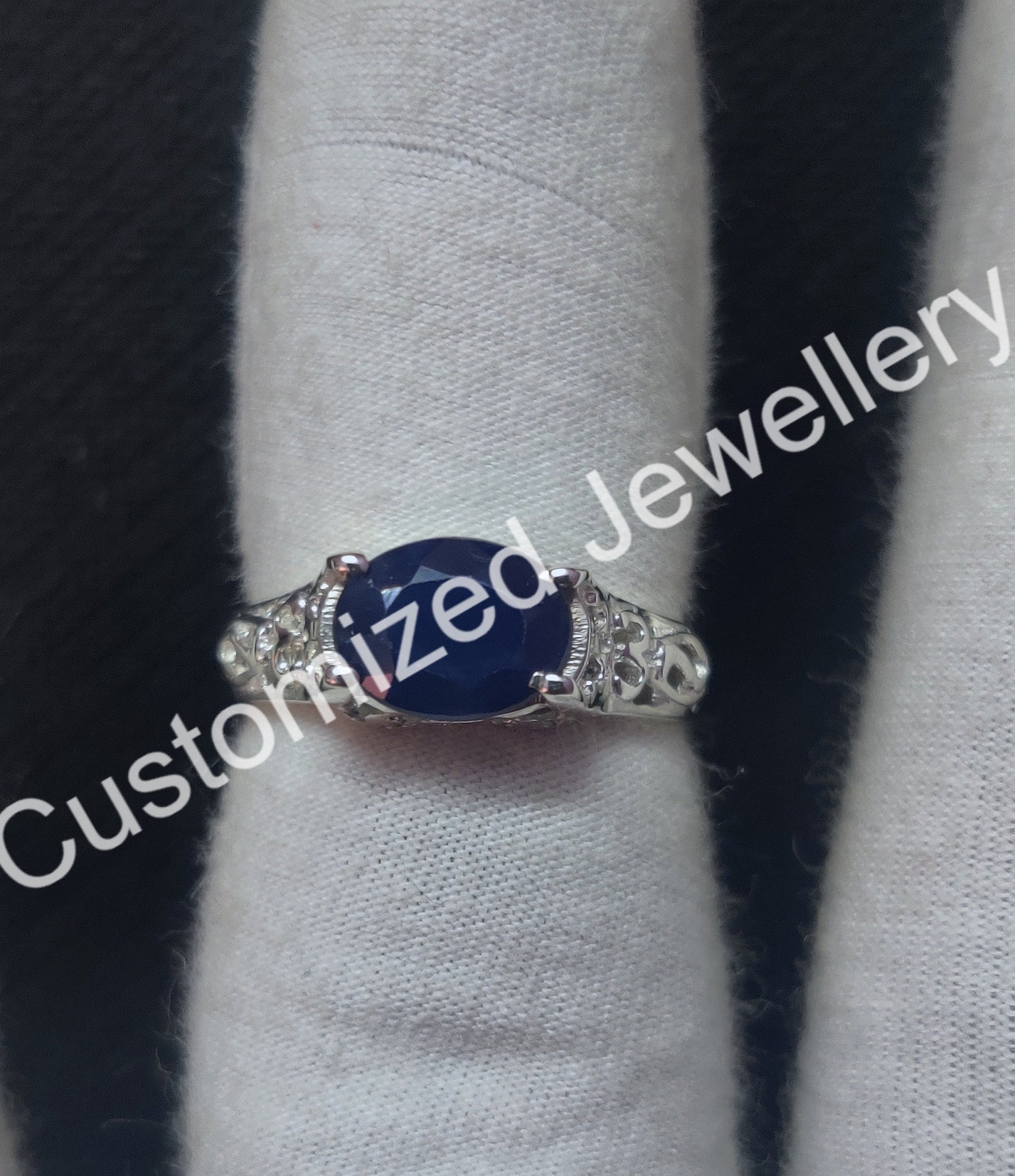 Blue Sapphire Statement Ring Large Blue Sapphire Ring Men Blue Sapphire Cocktail Ring 7x9 mm Oval Sapphire Anniversary Ring September Ring