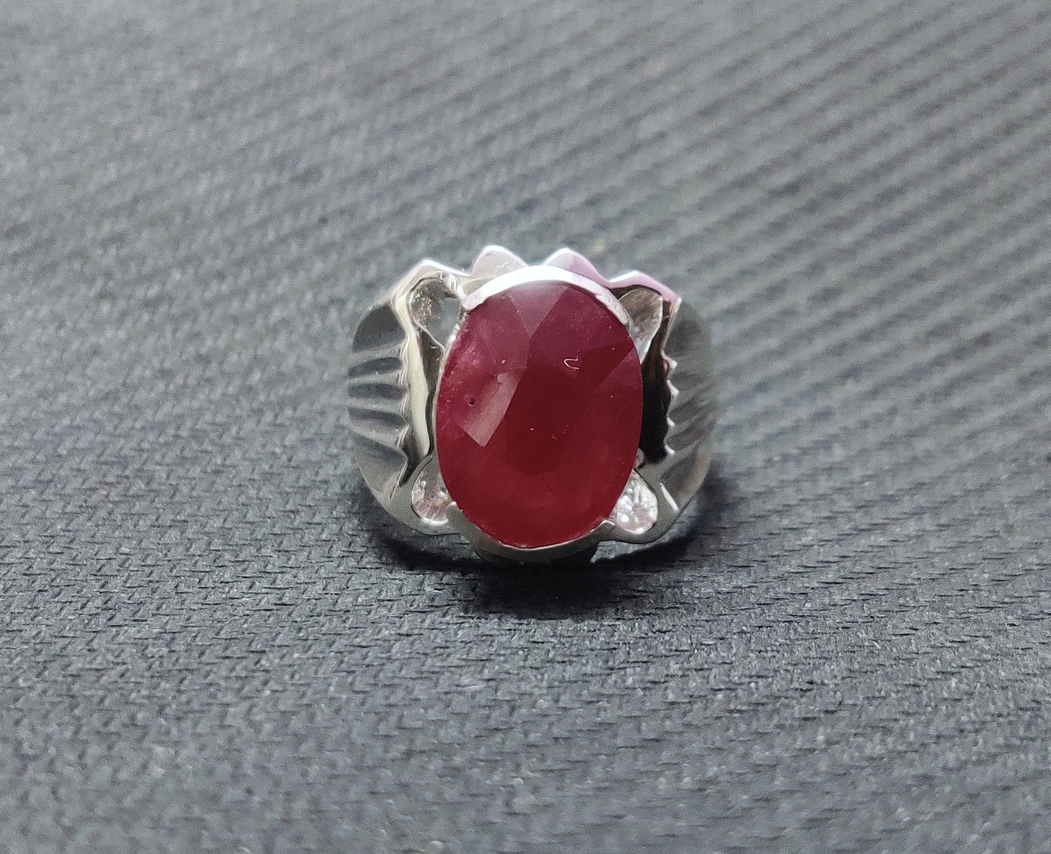 Ruby Men Ring Natural Ruby Statement Ring Large Silver Ruby Mens Ring Sterling Silver Ruby Signet Ring Men 7.5 Ct Ruby Ring