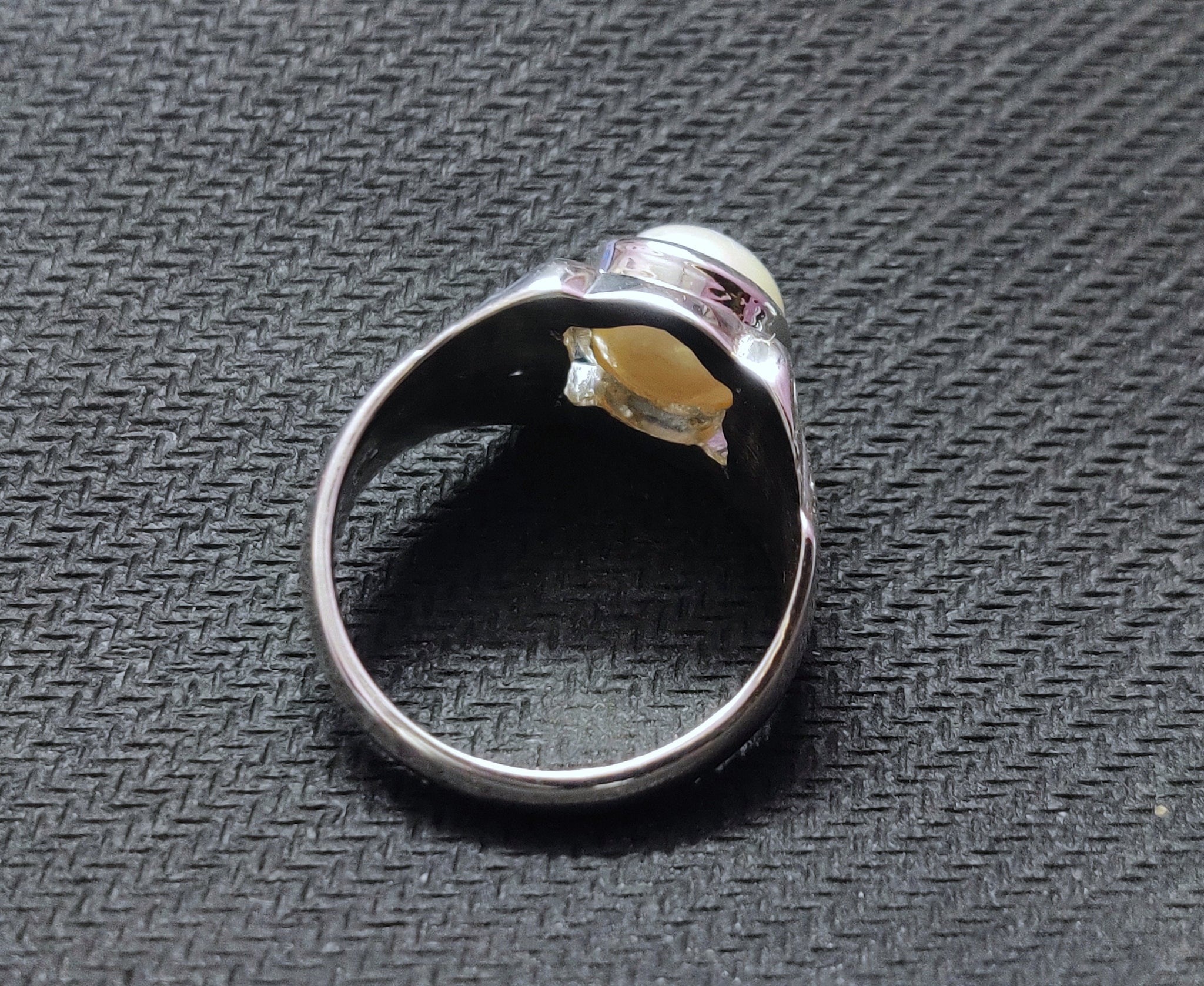 Silver Pearl Ring Men 9 mm Round Pearl Band Mens Pearl Ring Synthetic Pearl Ring For Men Heavy Silver Pearl Ring