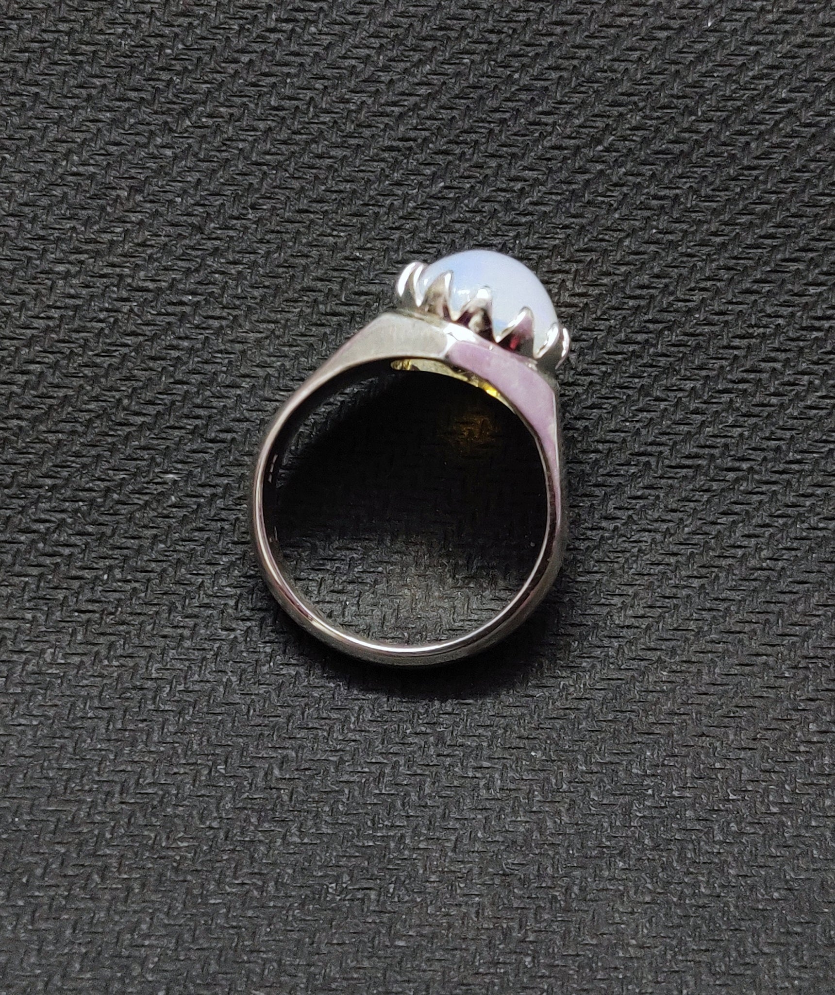 Silver Opal Mens Ring 12 mm Round 3.5 Ct Ethiopian Opal Wedding Band Natural Opal Mens Ring Ethiopian Opal Statement Ring Mens Opal Band