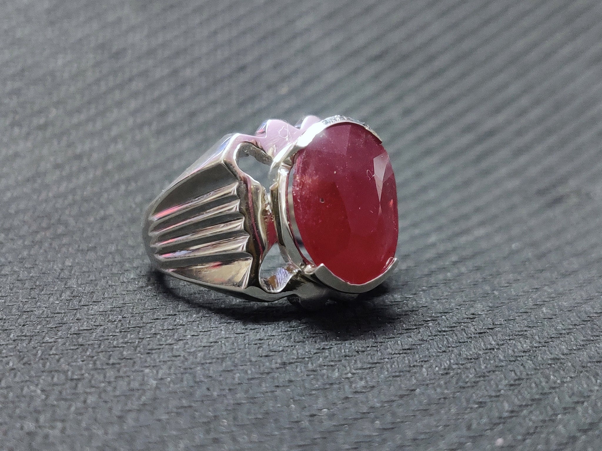 Ruby Men Ring Natural Ruby Statement Ring Large Silver Ruby Mens Ring Sterling Silver Ruby Signet Ring Men 7.5 Ct Ruby Ring