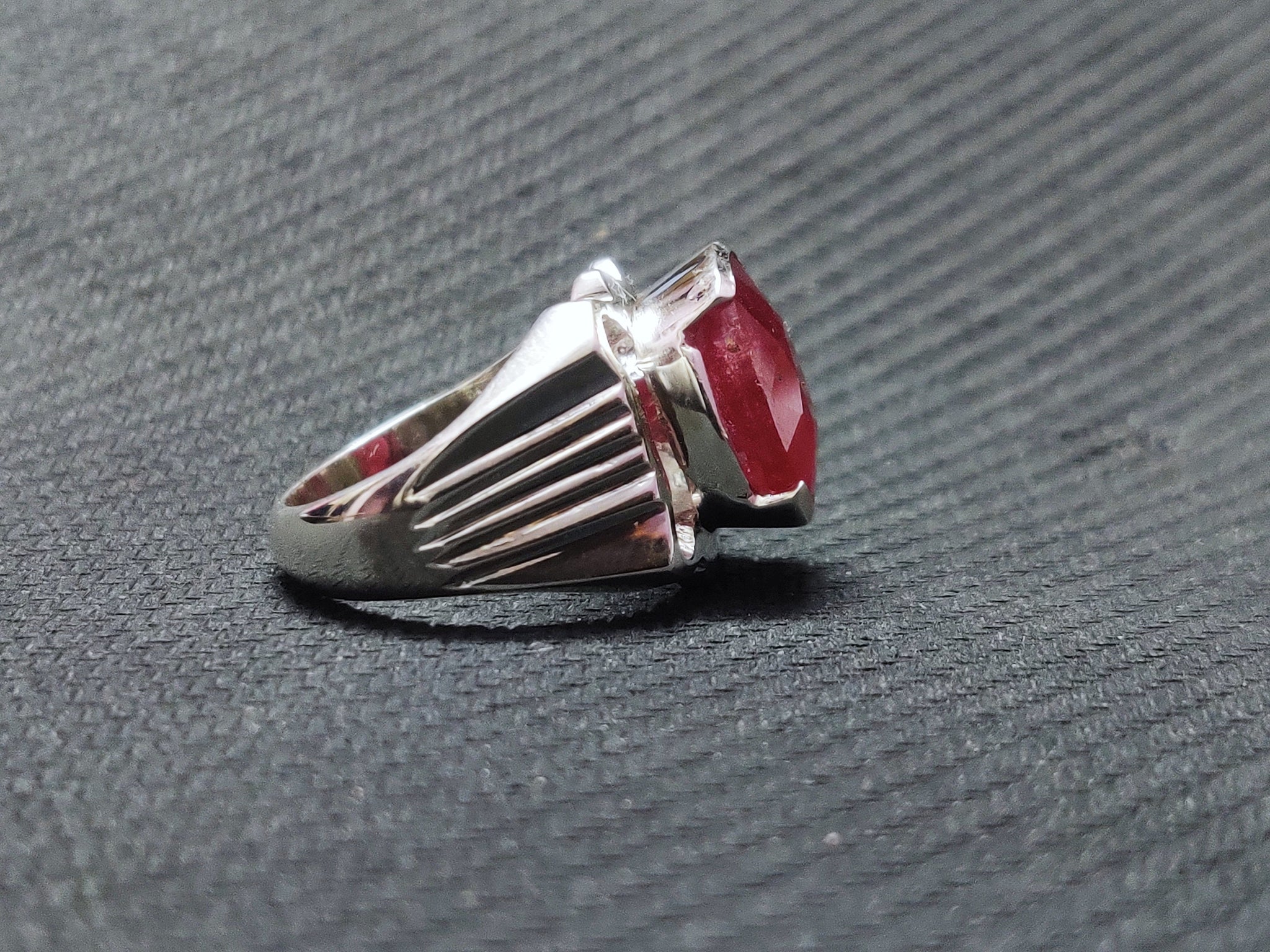 Ruby Men Ring Natural Ruby Statement Ring Large Silver Ruby Mens Ring Sterling Silver Ruby Signet Ring Men 7.5 Ct Ruby Ring