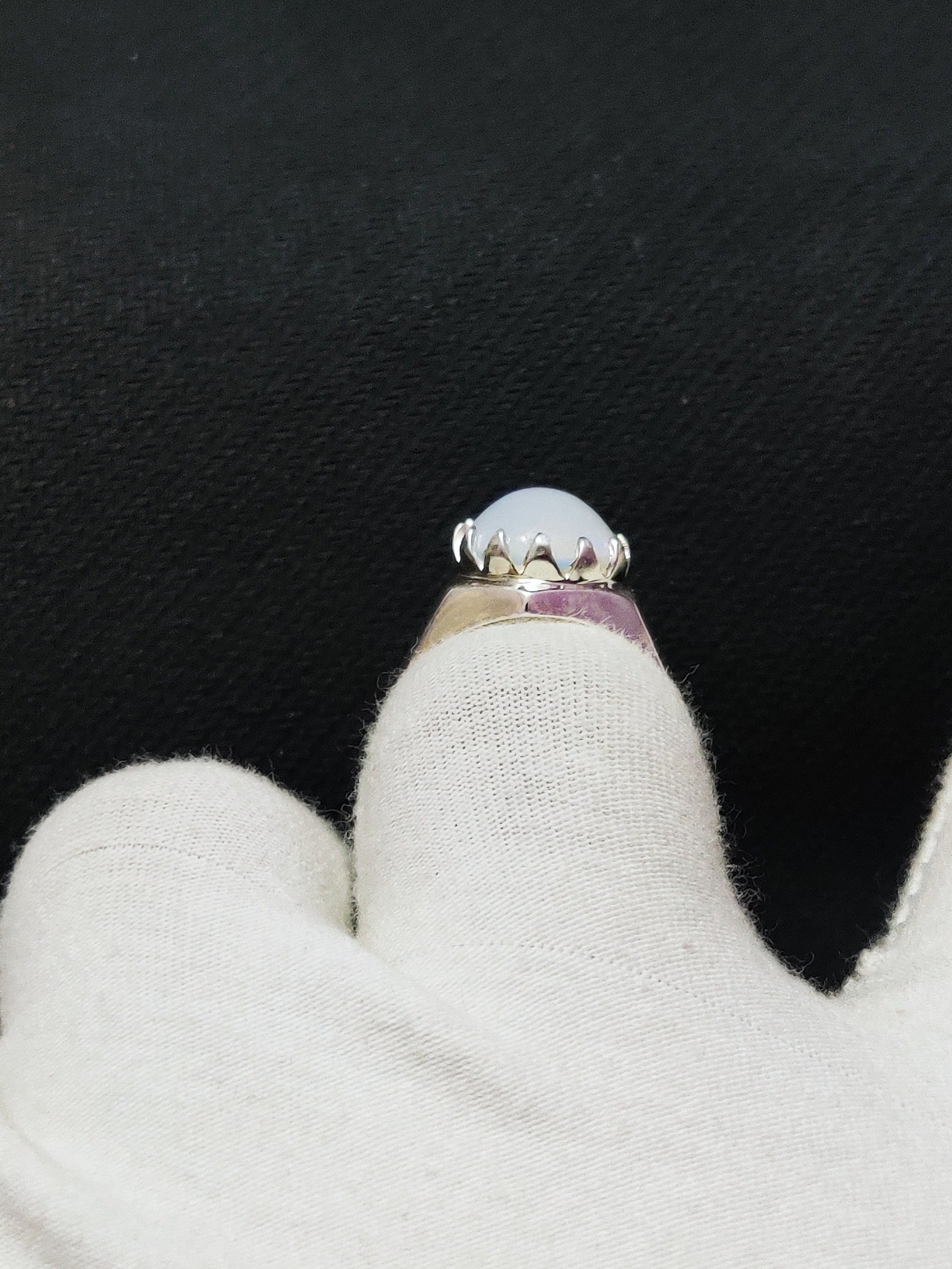 Silver Opal Mens Ring 12 mm Round 3.5 Ct Ethiopian Opal Wedding Band Natural Opal Mens Ring Ethiopian Opal Statement Ring Mens Opal Band