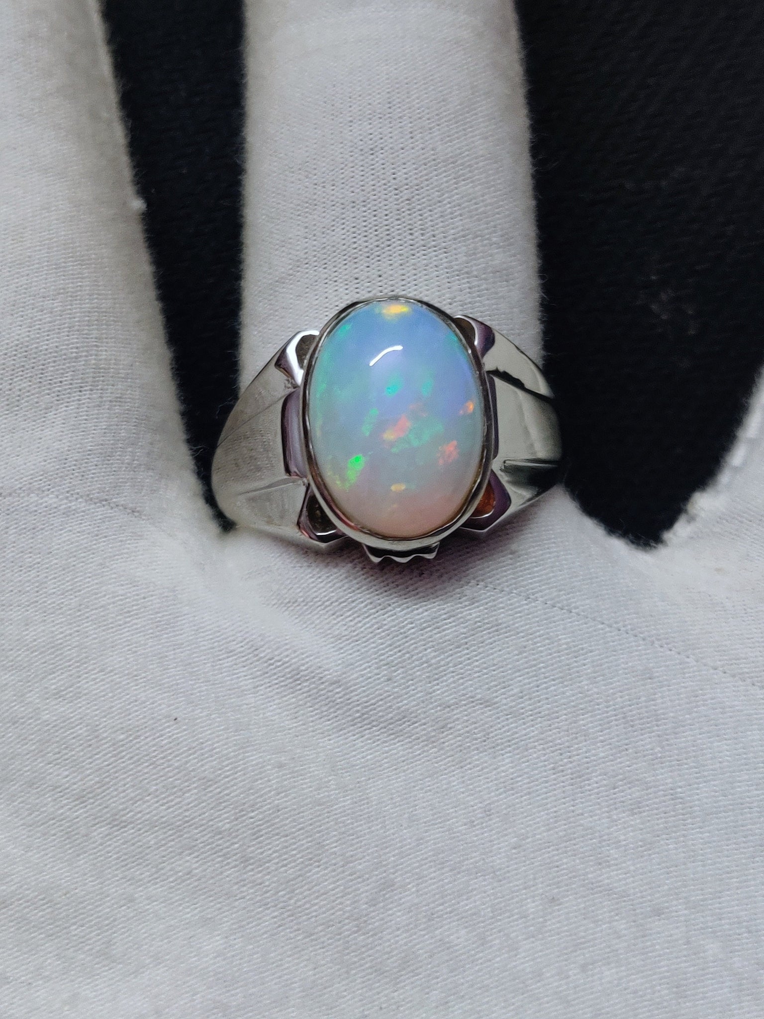 Opal Men Ring Natural Ethiopian Opal Men Ring 12x16 mm Oval 9 Ct Opal Statement Ring Heavy Silver Opal Men's Ring Sterling Silver Opal Ring