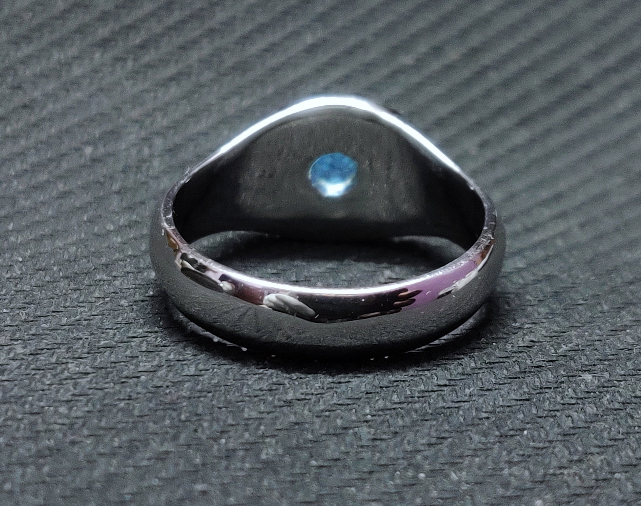 Swiss Blue Topaz Men Ring 7 mm Round Blue Topaz Silver Band For Men Natural Blue Topaz Ring 1.6 Ct Blue Topaz Band Wide Blue Topaz Band Men