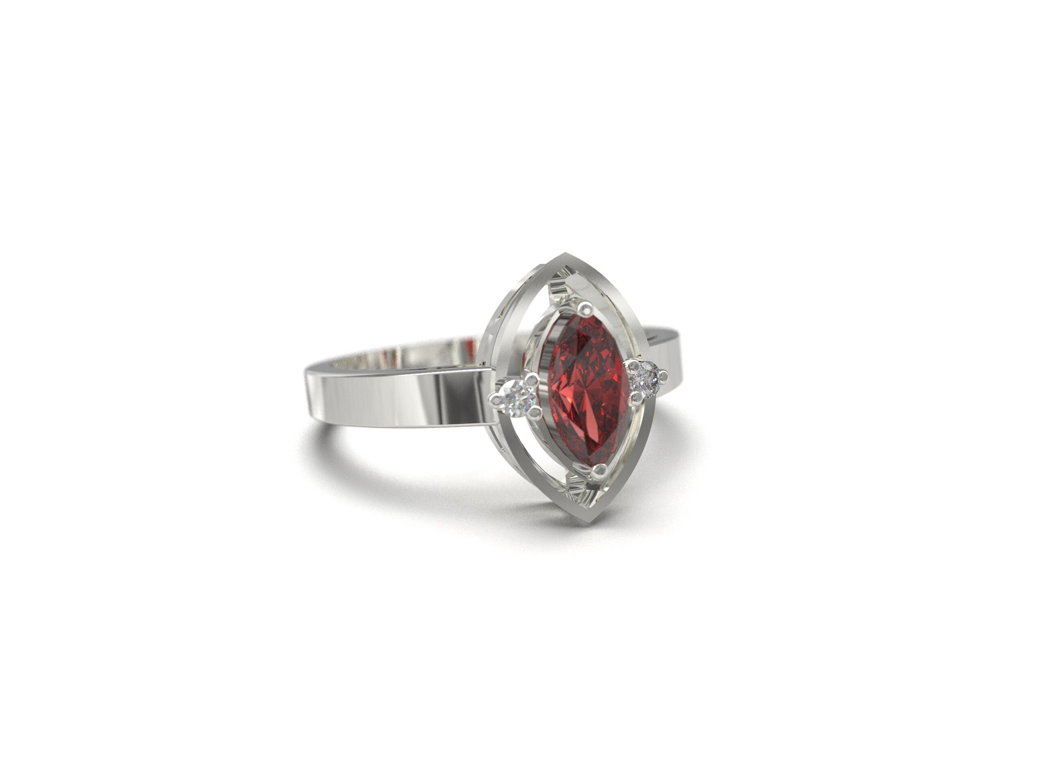 925 Silver Garnet Band Red Garnet Ring 5x10 Marquees 0.9 Ct Garnet Anniversary Band Natural Garnet Promise Ring January Birthstone Ring