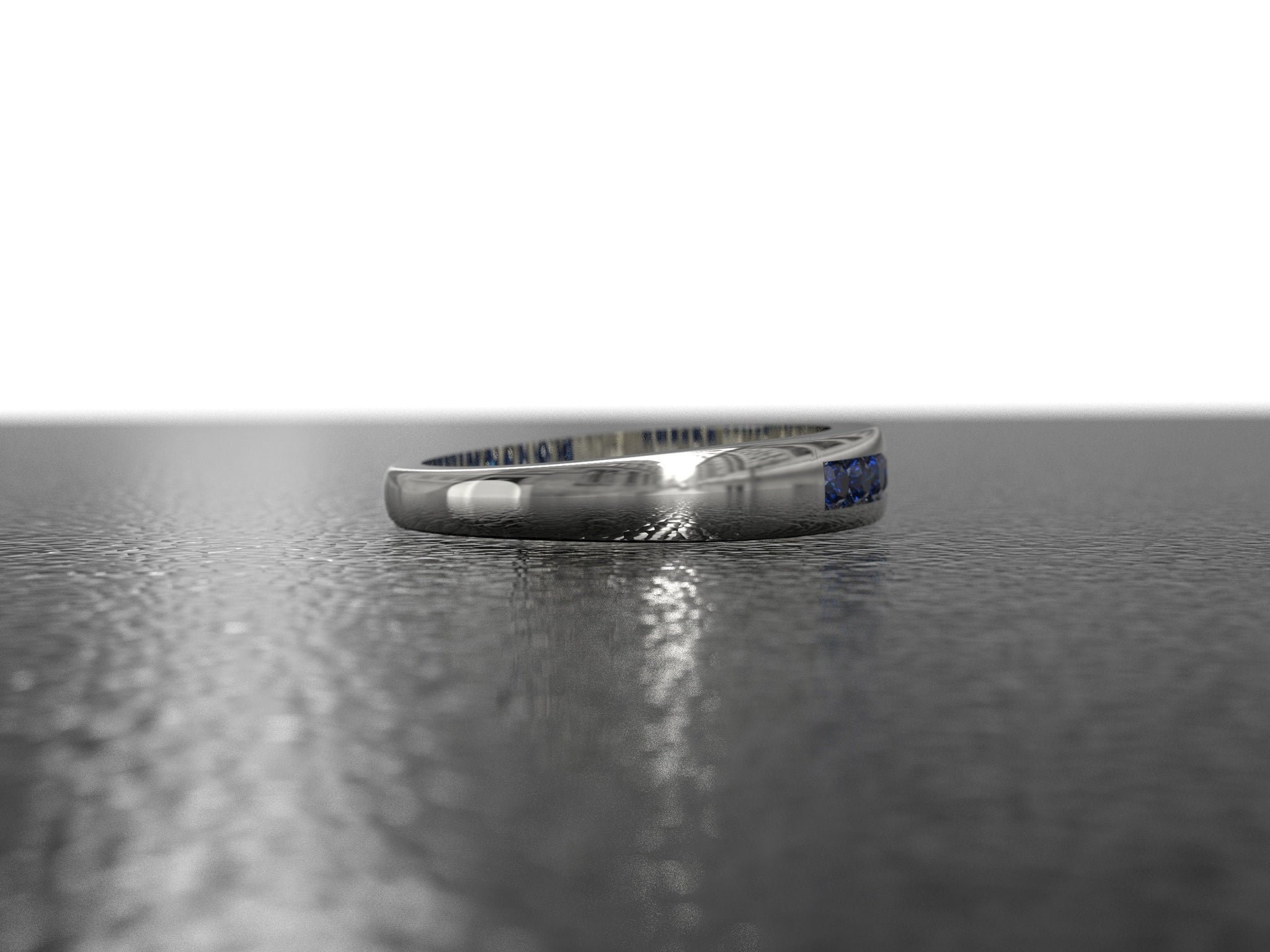 Natural Blue Sapphire Band Sterling Silver Blue Sapphire Band 2 mm Round Blue Sapphire Half Eternity Band September Birthstone Ring