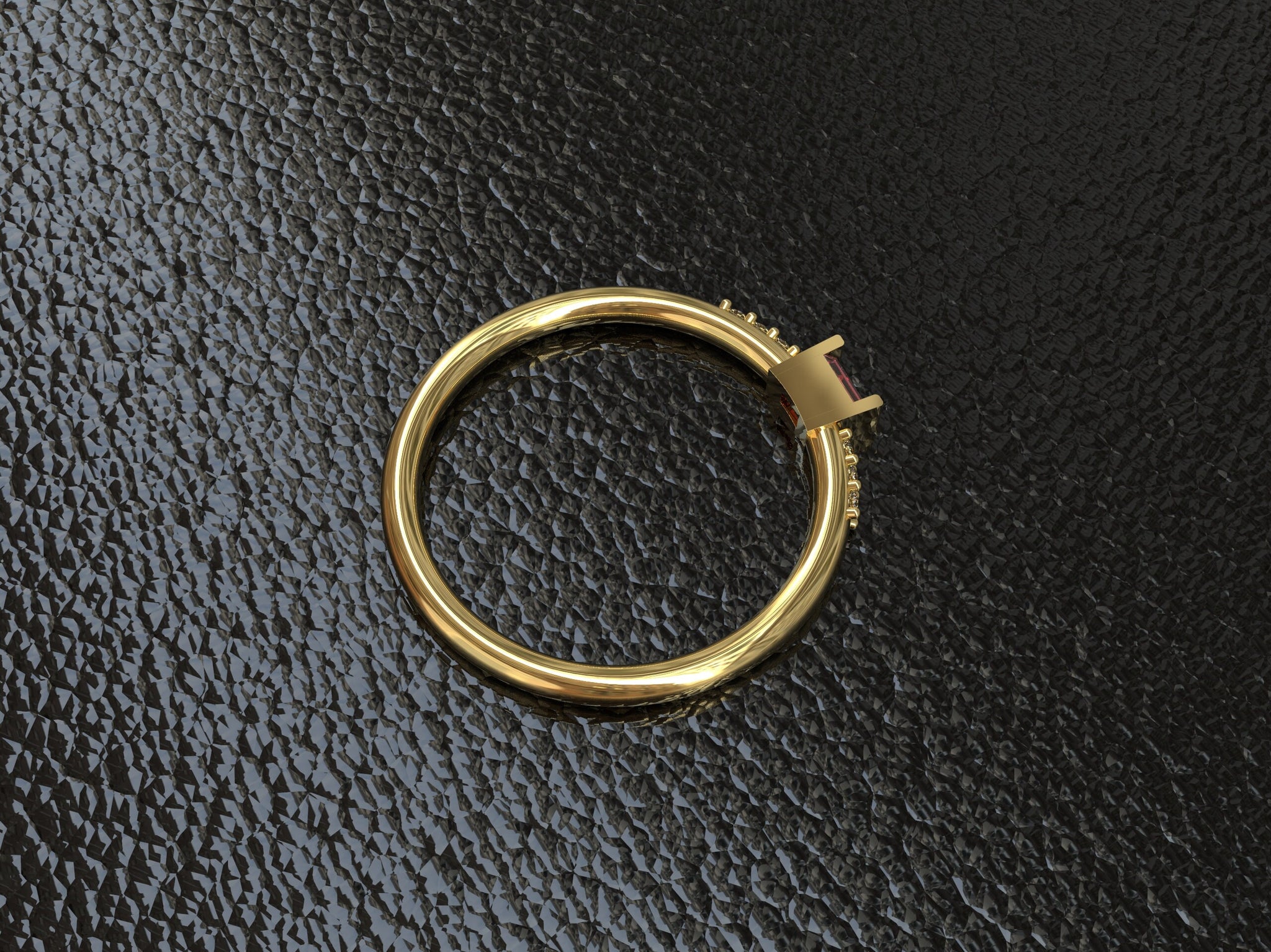 Pink Sapphire Diamond Minimalist Ring 14K Gold Pink Sapphire Stacking Ring 2x4 Octagon Cut Sapphire 1.2 mm Round Diamond Stackable Band