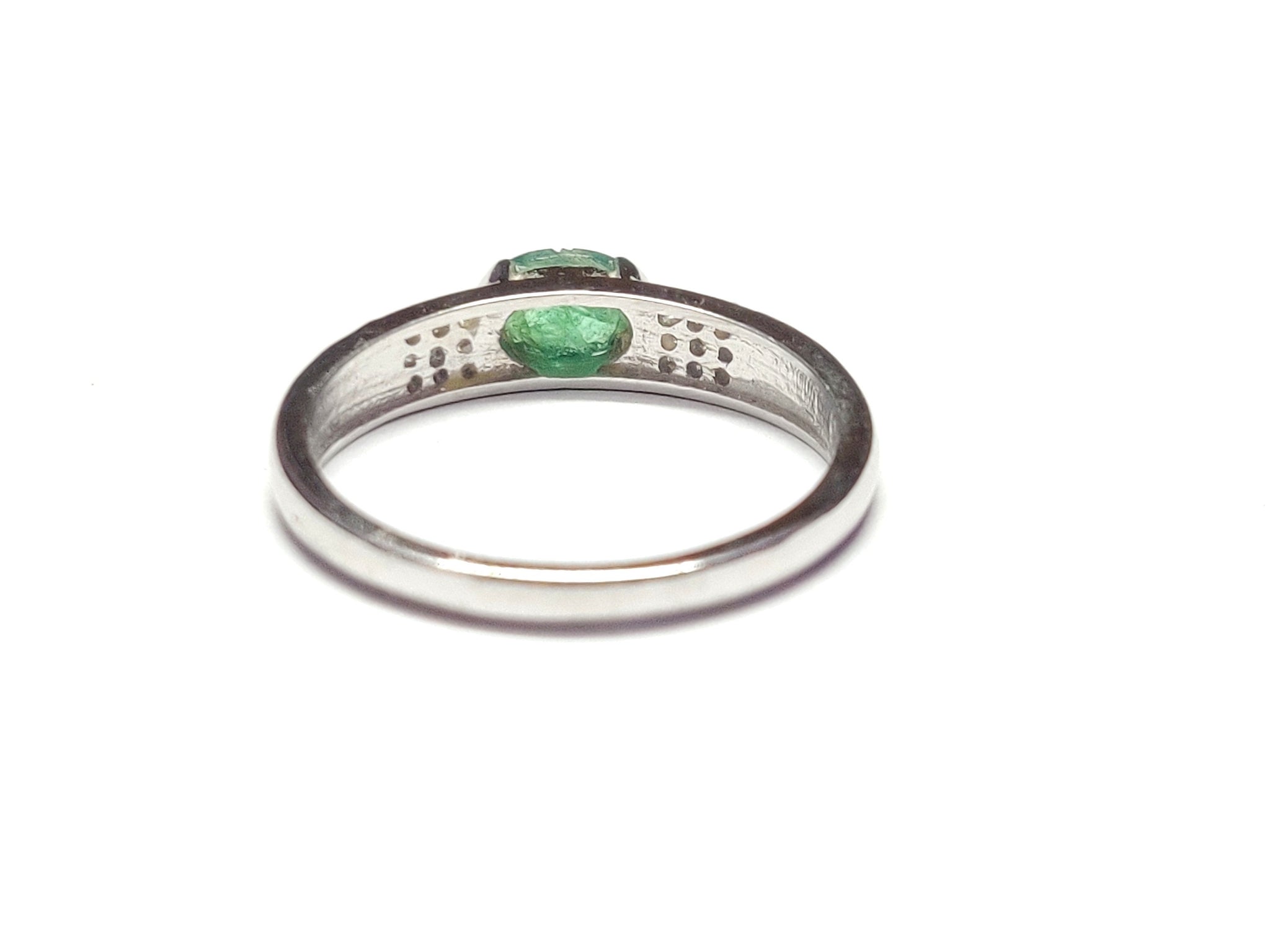 Silver Emerald Wedding Band Natural Emerald Ring 5x7 mm Oval 1 Ct Emerald Wedding Band Vintage Emerald Ring May Birthstone Ring Gift For Her