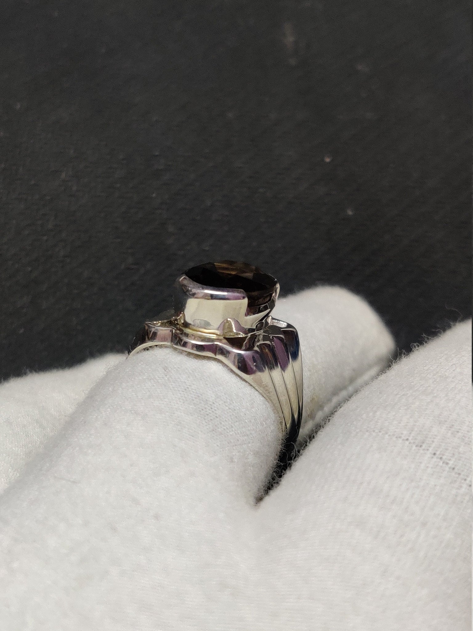 Smoky Quartz Men Ring Brown Smoky Men Ring 10x14 mm Oval 5 Ct Smoky Quartz Statement Ring Heavy Silver Gemstone Men's Ring  Gift For Him