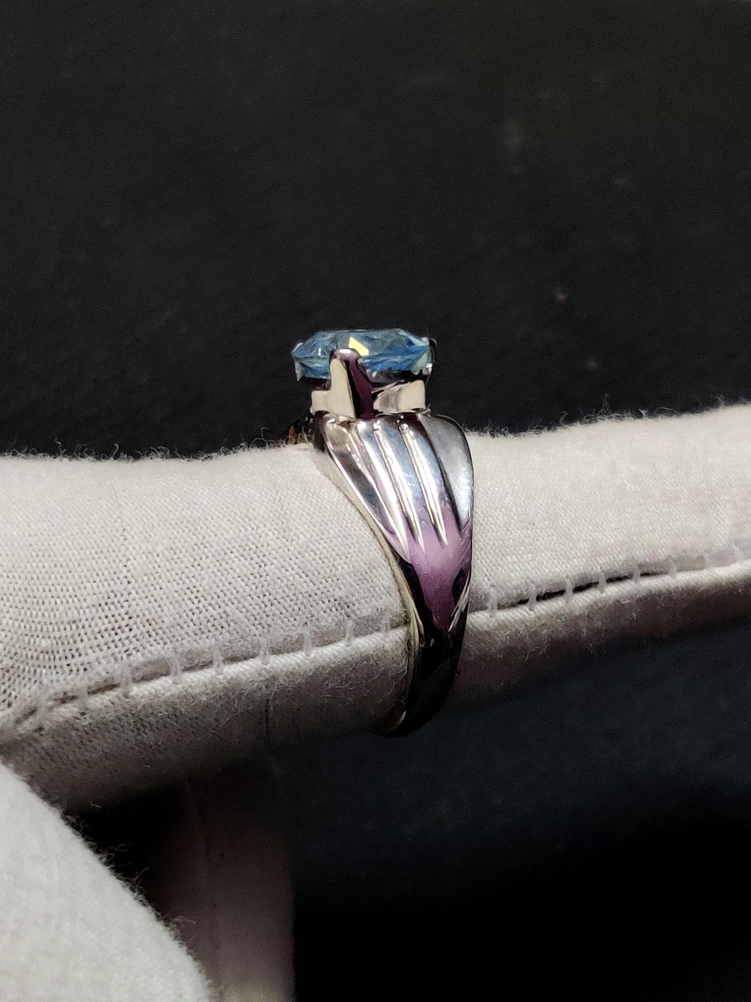 925 Silver Blue Topaz Statement Ring 5 Ct Blue Topaz Band 10 mm Trillion Cut Blue Topaz Band Handmade Blue Topaz Ring Gemstone Ring