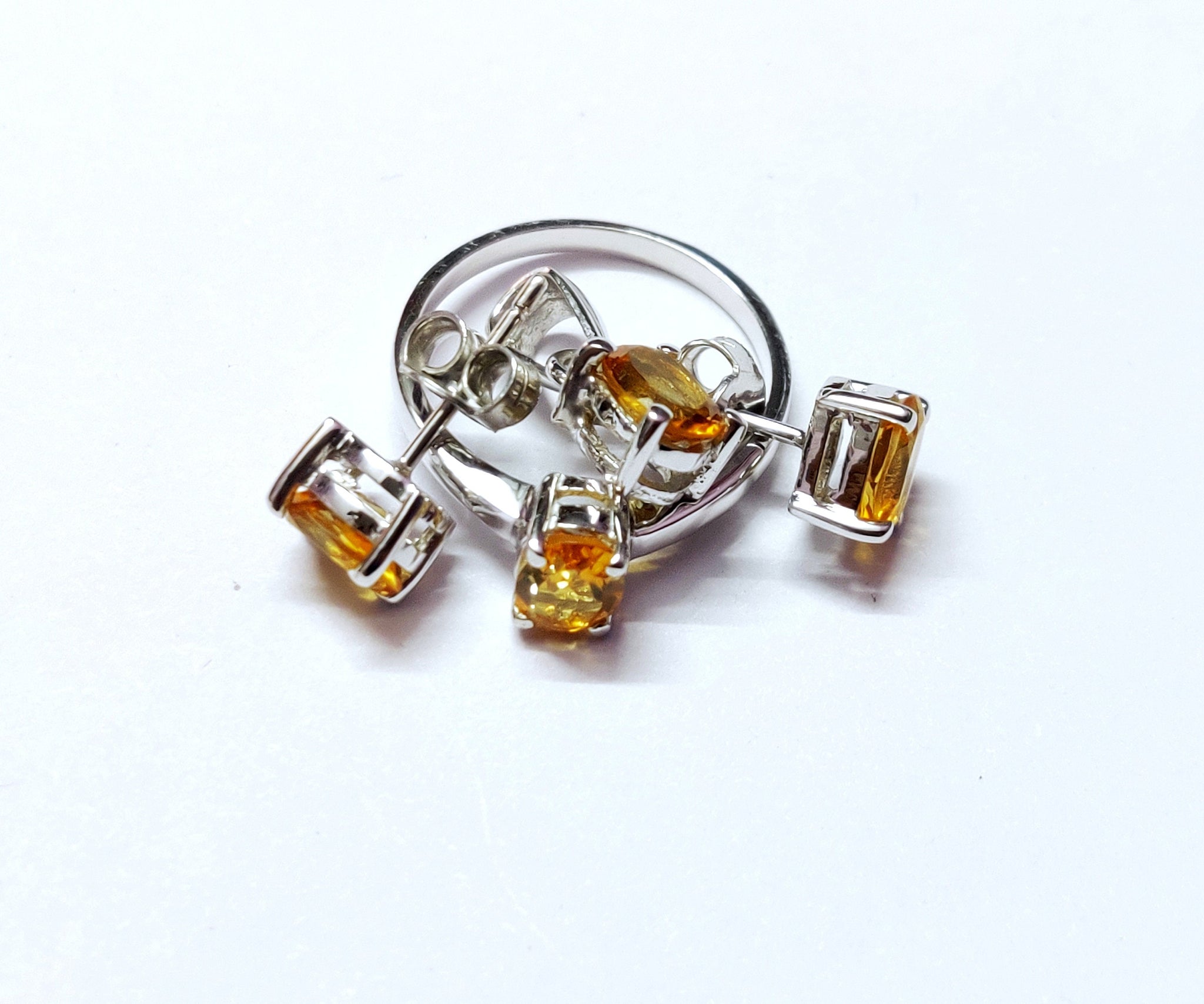 Citrine Jewelry Set 925 Silver Citrine Jewelry Set 5x7 mm Oval Cut Citrine Jewelry Set Bridal Jewelry Set Natural Citrine Jewelry