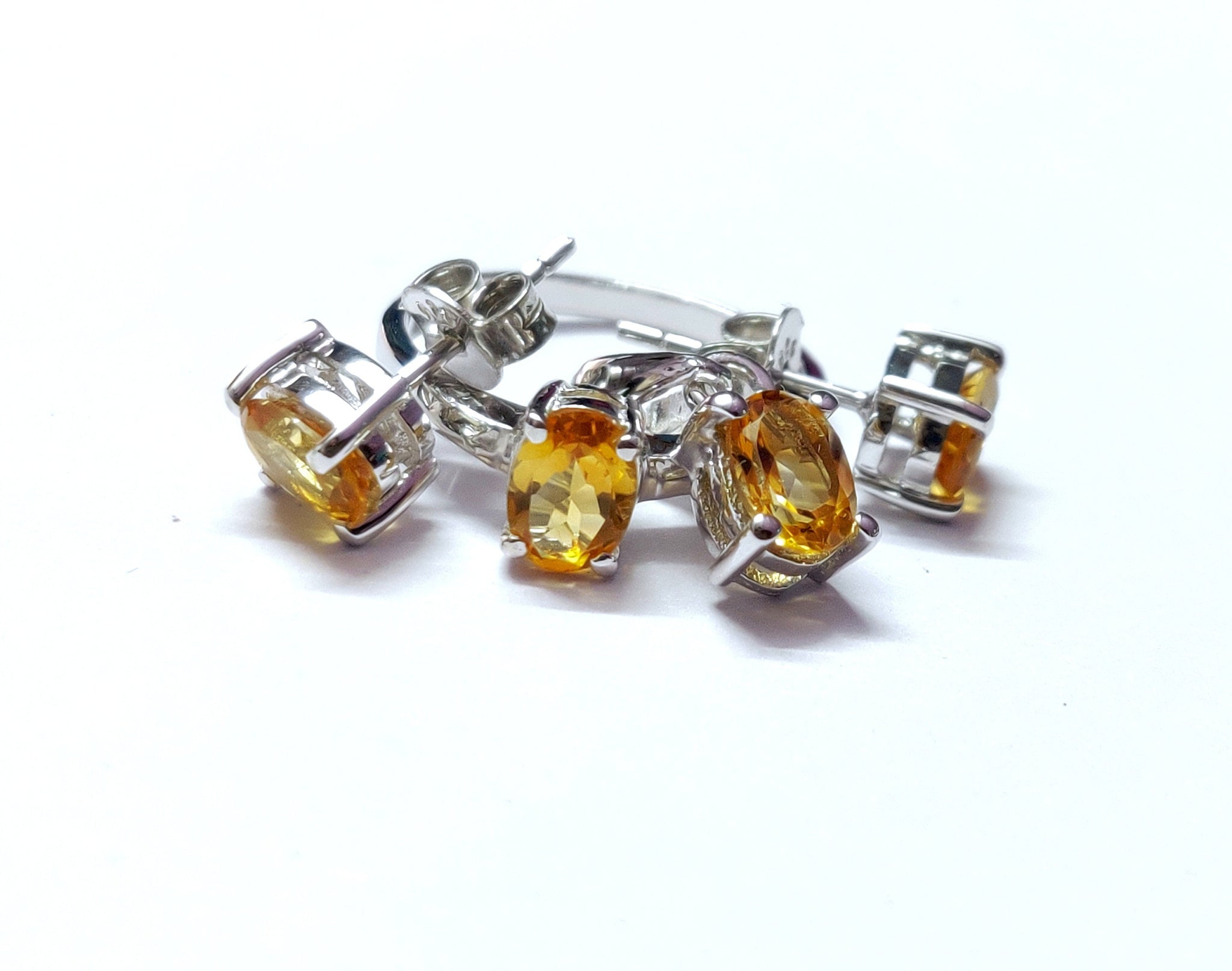 Citrine Jewelry Set 925 Silver Citrine Jewelry Set 5x7 mm Oval Cut Citrine Jewelry Set Bridal Jewelry Set Natural Citrine Jewelry