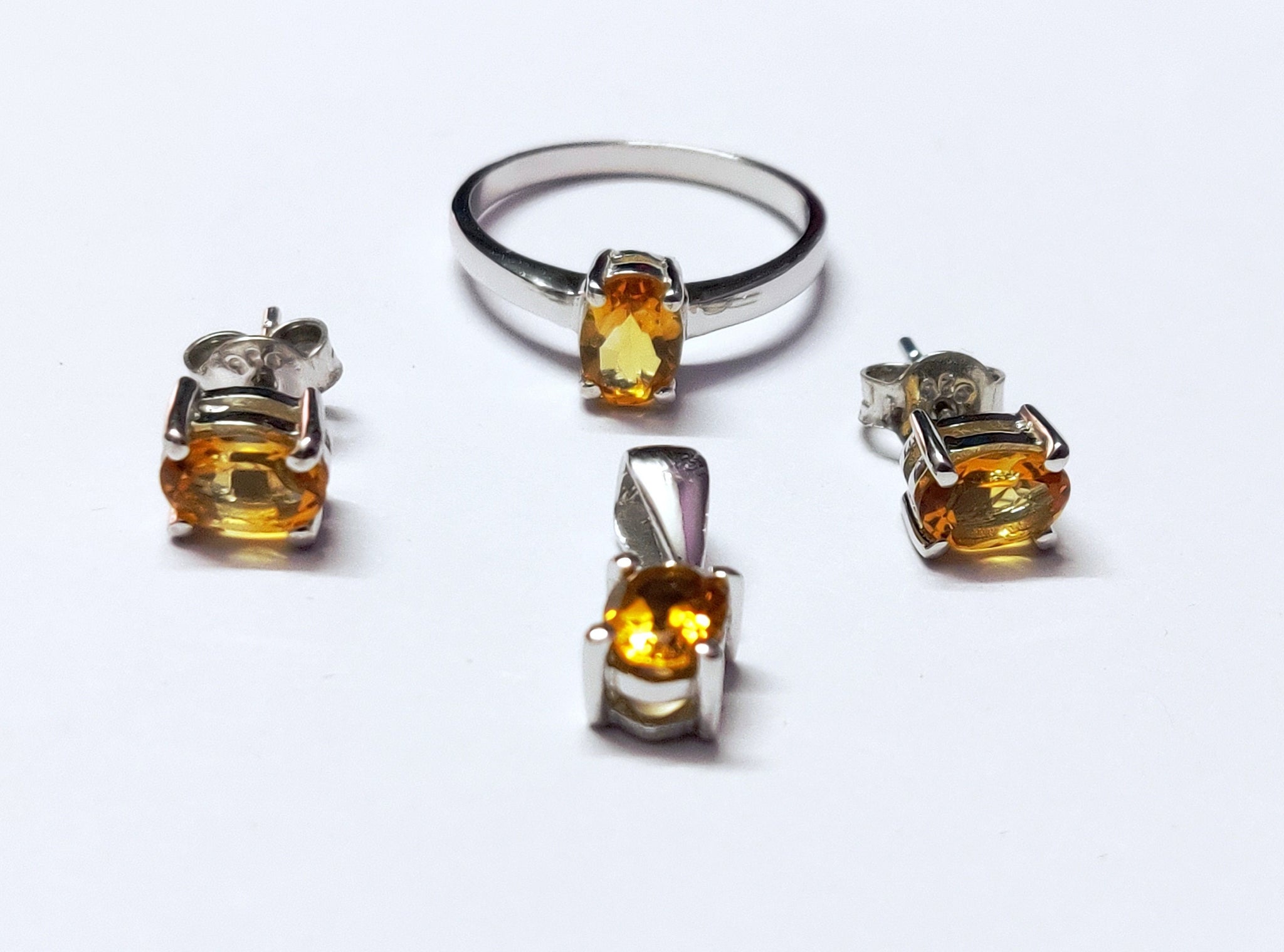 Citrine Jewelry Set 925 Silver Citrine Jewelry Set 5x7 mm Oval Cut Citrine Jewelry Set Bridal Jewelry Set Natural Citrine Jewelry