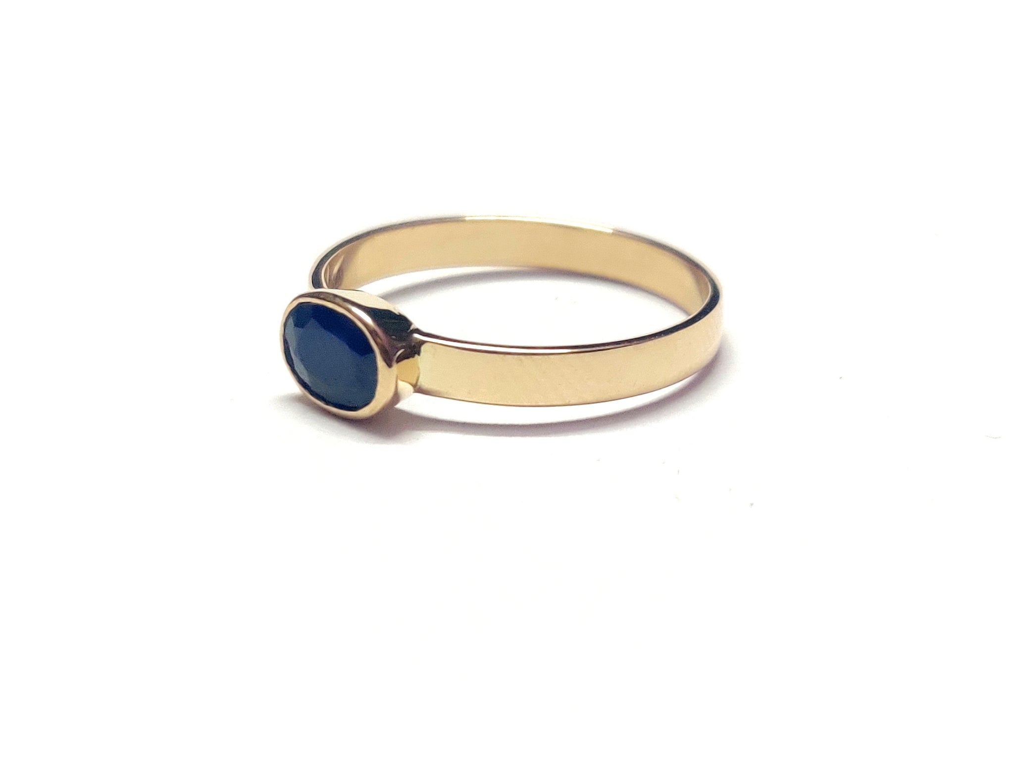 Gold Blue Sapphire Band 14K Gold Blue Sapphire Ring 1 Ct Sapphire Gold Ring 14K Blue Sapphire Wedding Band Blue Sapphire Engagement Band