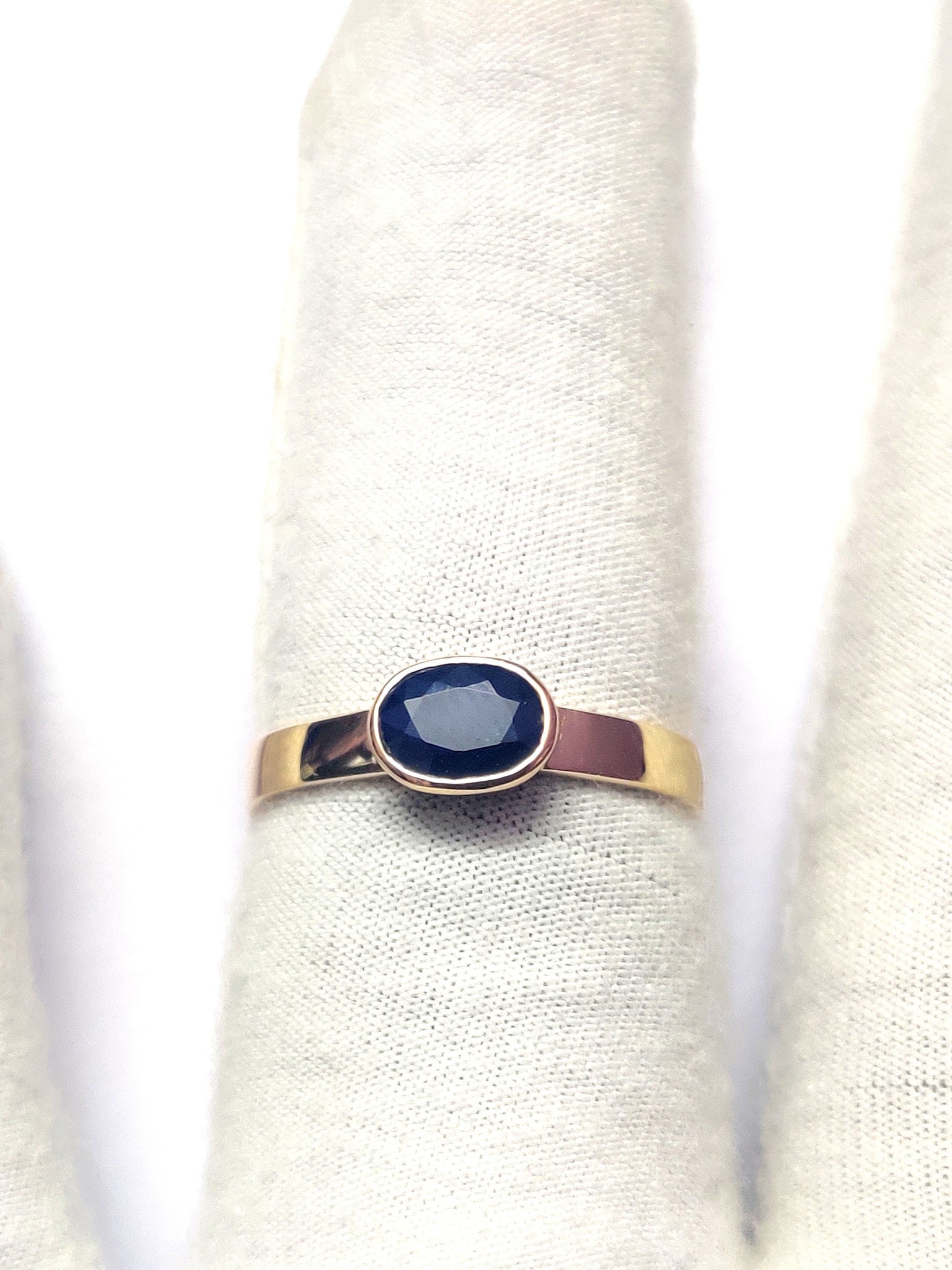 Gold Blue Sapphire Band 14K Gold Blue Sapphire Ring 1 Ct Sapphire Gold Ring 14K Blue Sapphire Wedding Band Blue Sapphire Engagement Band