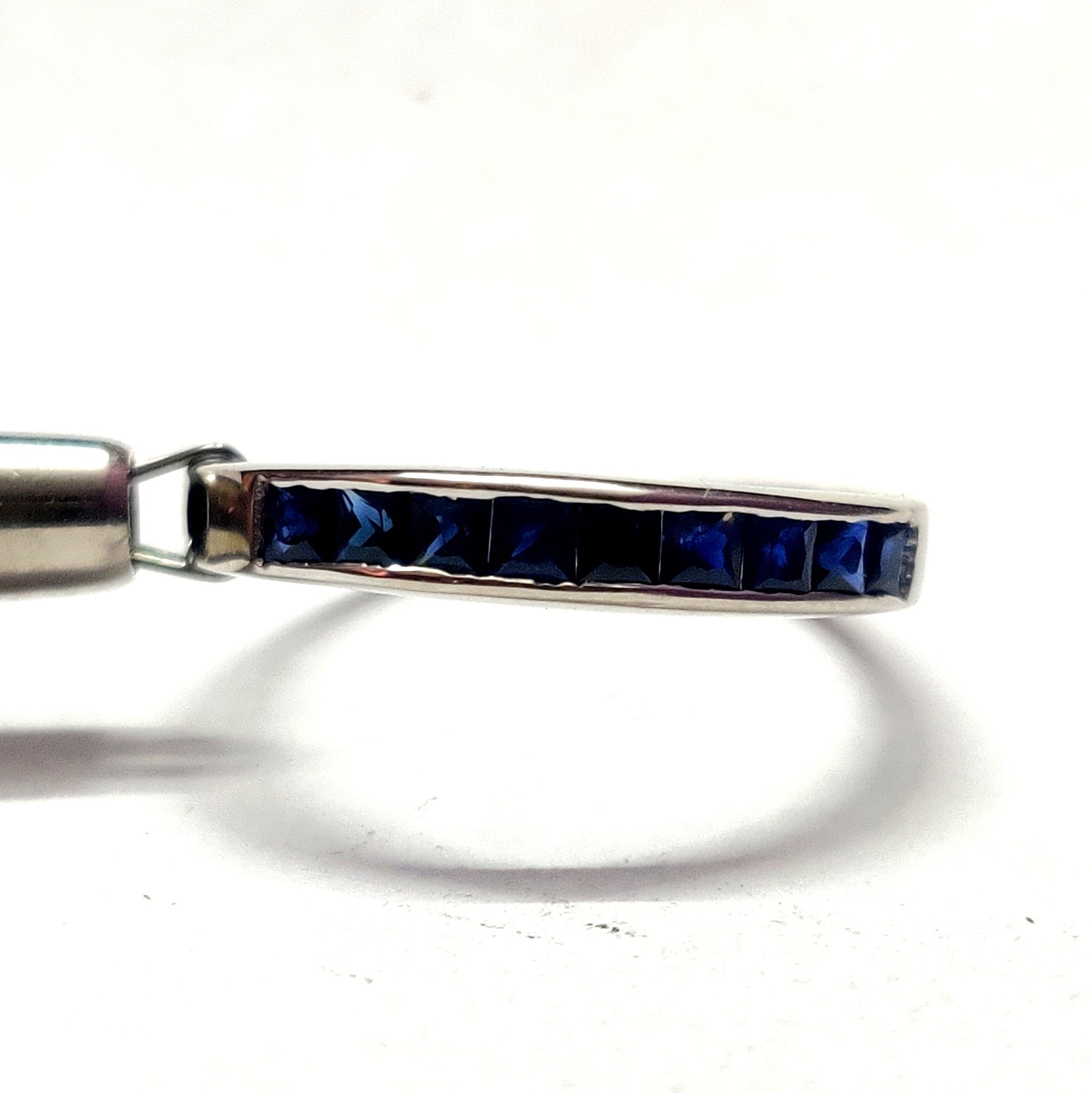 Blue Sapphire Semi Eternity Band Natural Blue Sapphire Eternity Ring 1 Ct Sapphire Band 925 Silver Sapphire Stacking Ring Birthstone Band