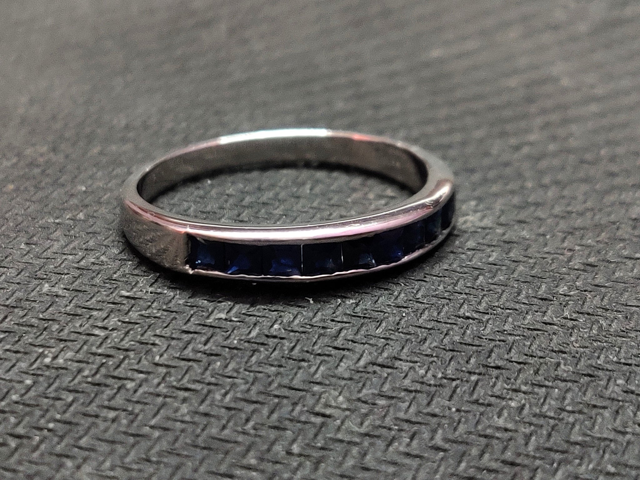 Blue Sapphire Semi Eternity Band Natural Blue Sapphire Eternity Ring 1 Ct Sapphire Band 925 Silver Sapphire Stacking Ring Birthstone Band