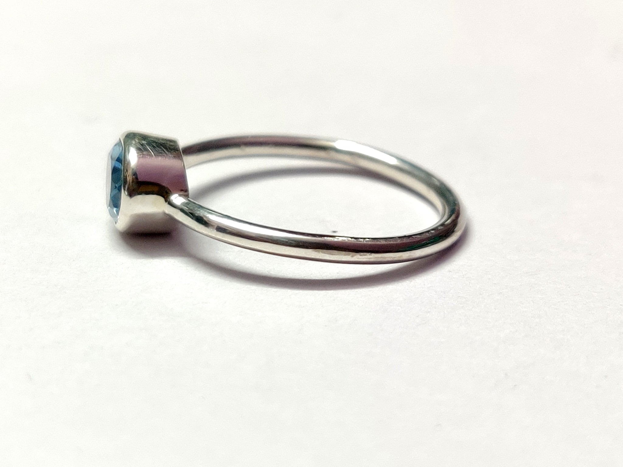 Blue Topaz Stacking Ring Swiss Blue Topaz Minimalist Ring 5x7 mm Oval 1 Ct Blue Topaz Band December Birthstone Ring Blue Topaz Dainty Ring