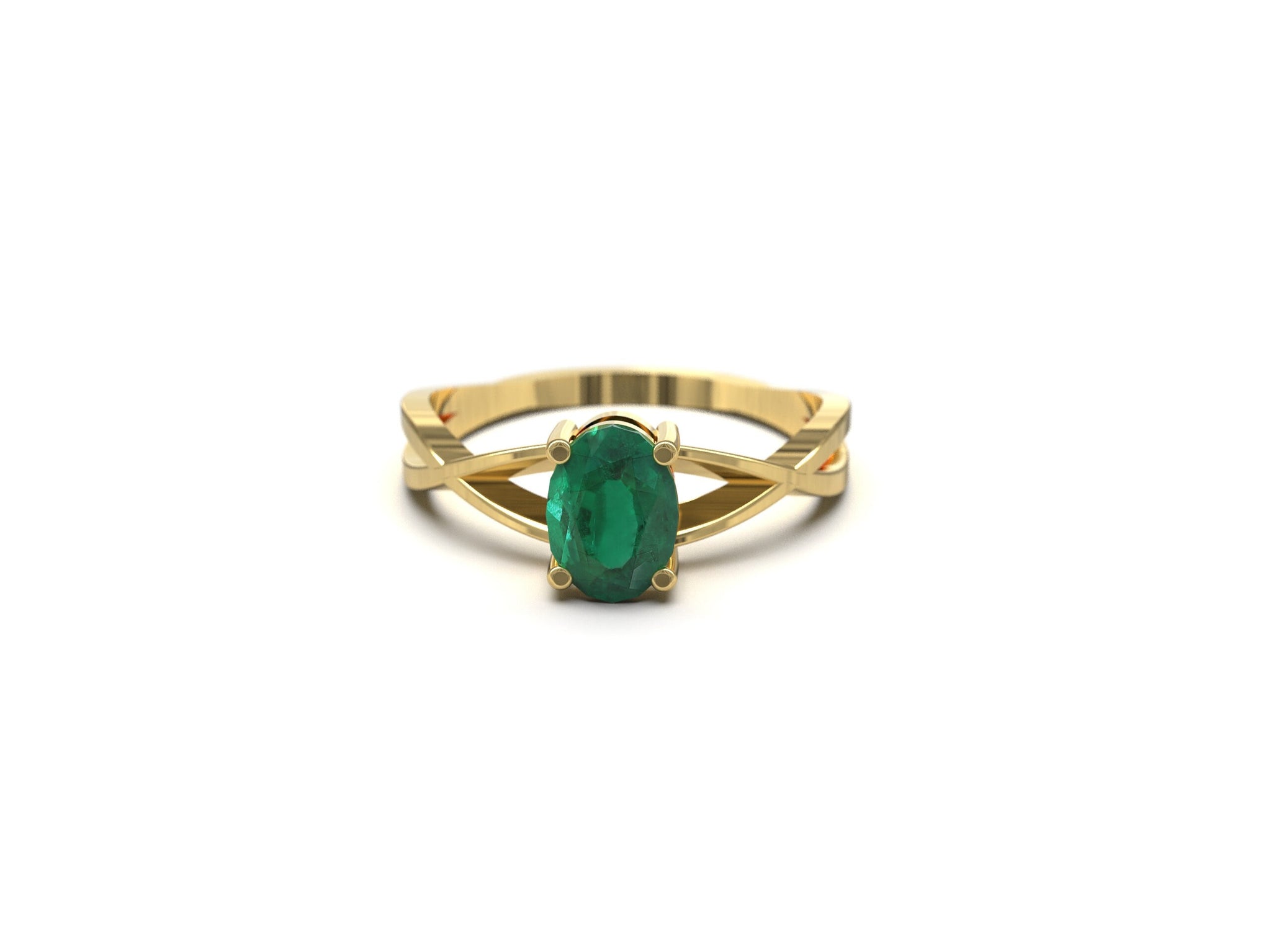 Emerald Engagement Ring 0.9 Ct Emerald Wedding Ring Oval Cut Emerald Promise Ring 14K Gold Emerald Anniversary Ring
