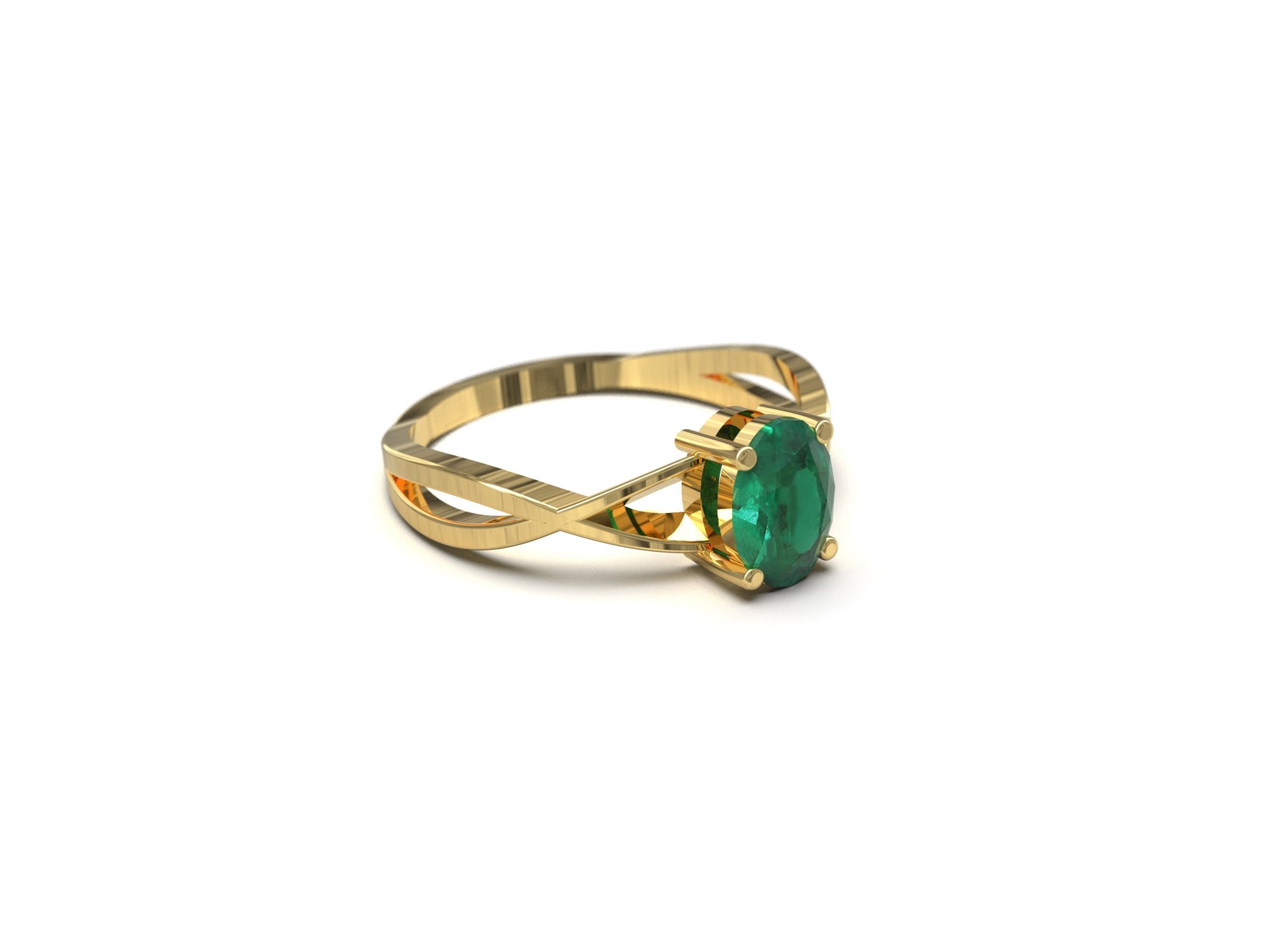 Emerald Engagement Ring 0.9 Ct Emerald Wedding Ring Oval Cut Emerald Promise Ring 14K Gold Emerald Anniversary Ring