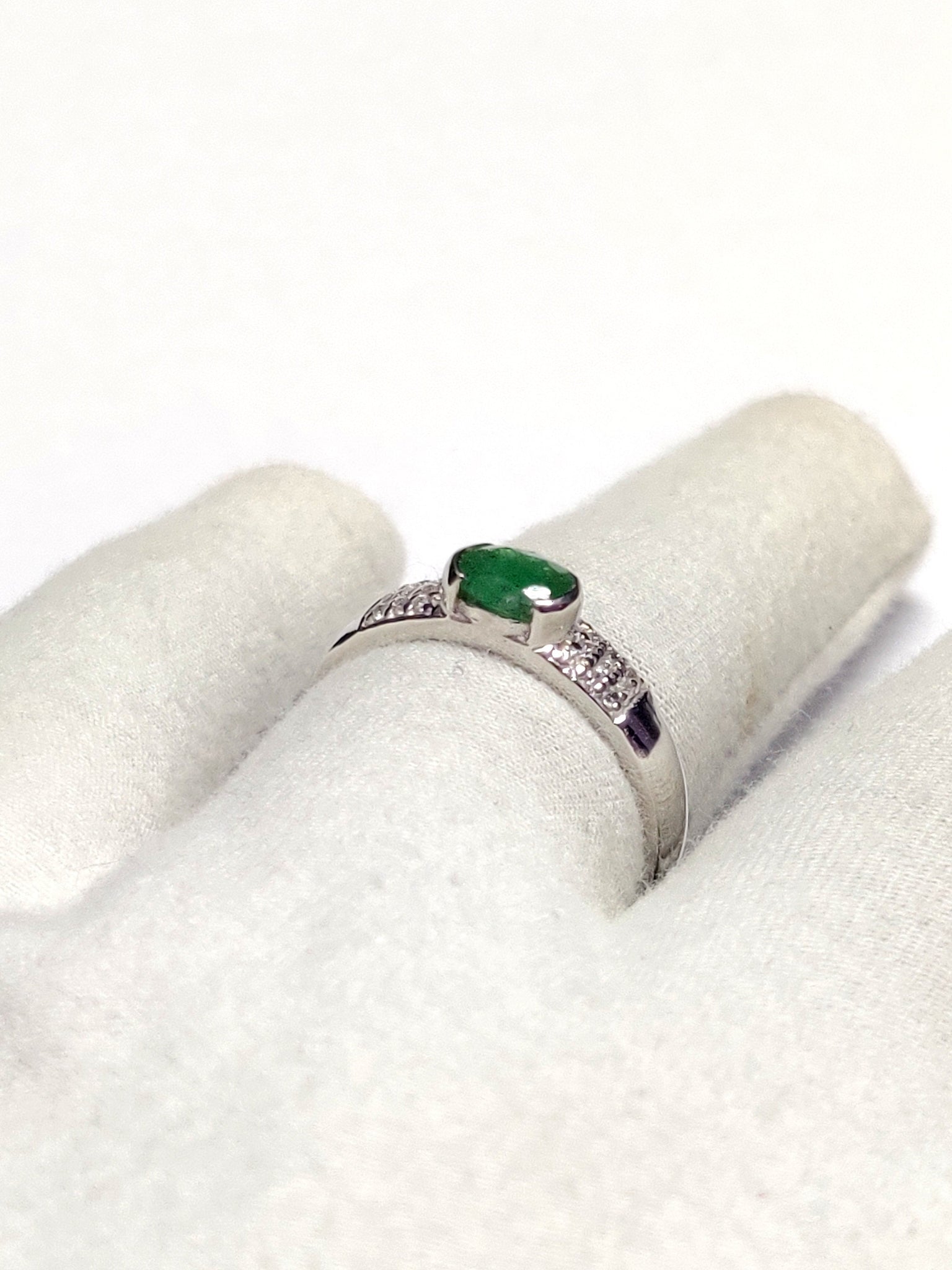 Silver Emerald Wedding Band Natural Emerald Ring 5x7 mm Oval 1 Ct Emerald Wedding Band Vintage Emerald Ring May Birthstone Ring Gift For Her