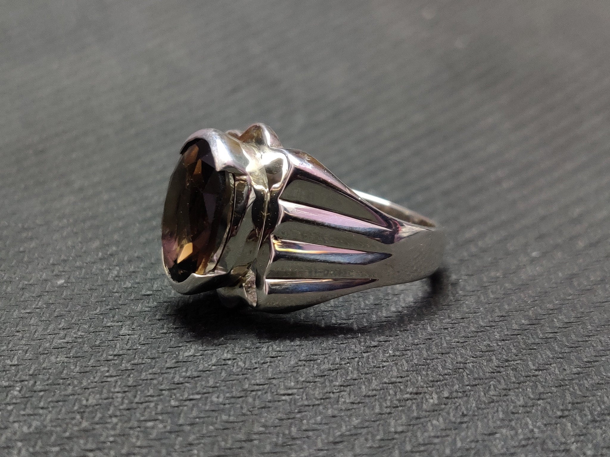 Smoky Quartz Men Ring Brown Smoky Men Ring 10x14 mm Oval 5 Ct Smoky Quartz Statement Ring Heavy Silver Gemstone Men's Ring  Gift For Him