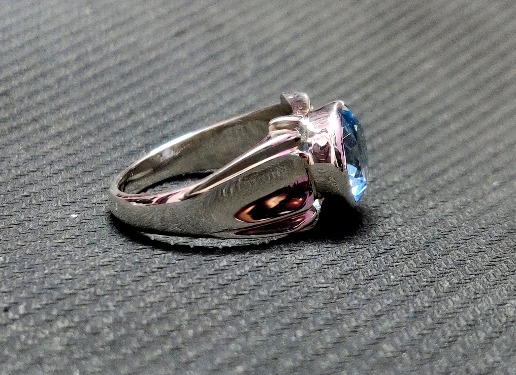 Blue Topaz Statement Ring 6 Ct Blue Topaz Men Ring 10 mm Round Blue Topaz Band For Men 925 Silver Handmade Blue Topaz Men Ring Gift For Him