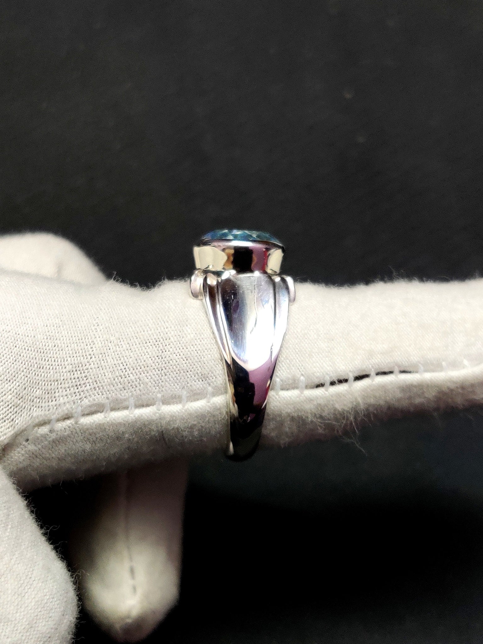 Blue Topaz Statement Ring 6 Ct Blue Topaz Men Ring 10 mm Round Blue Topaz Band For Men 925 Silver Handmade Blue Topaz Men Ring Gift For Him